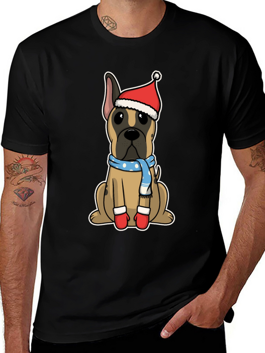 Festive Dog Graphic Tee - Holiday Apparel