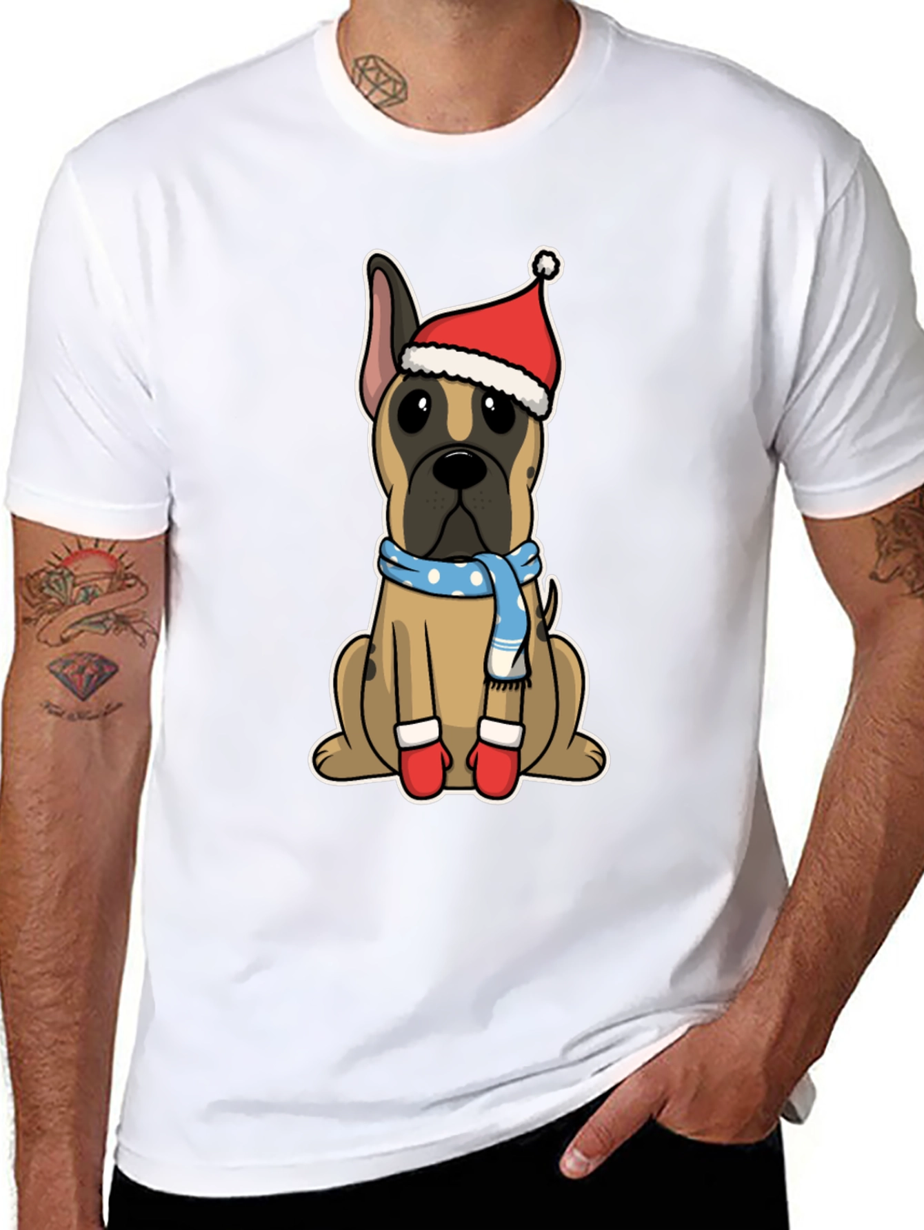 Festive Dog Graphic Tee - Holiday Apparel