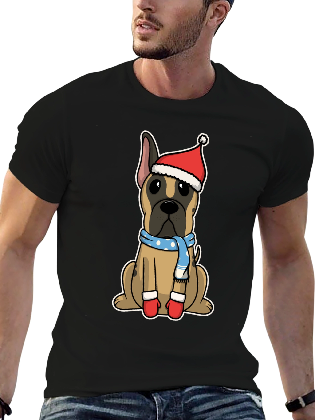 Festive Dog Graphic Tee - Holiday Apparel
