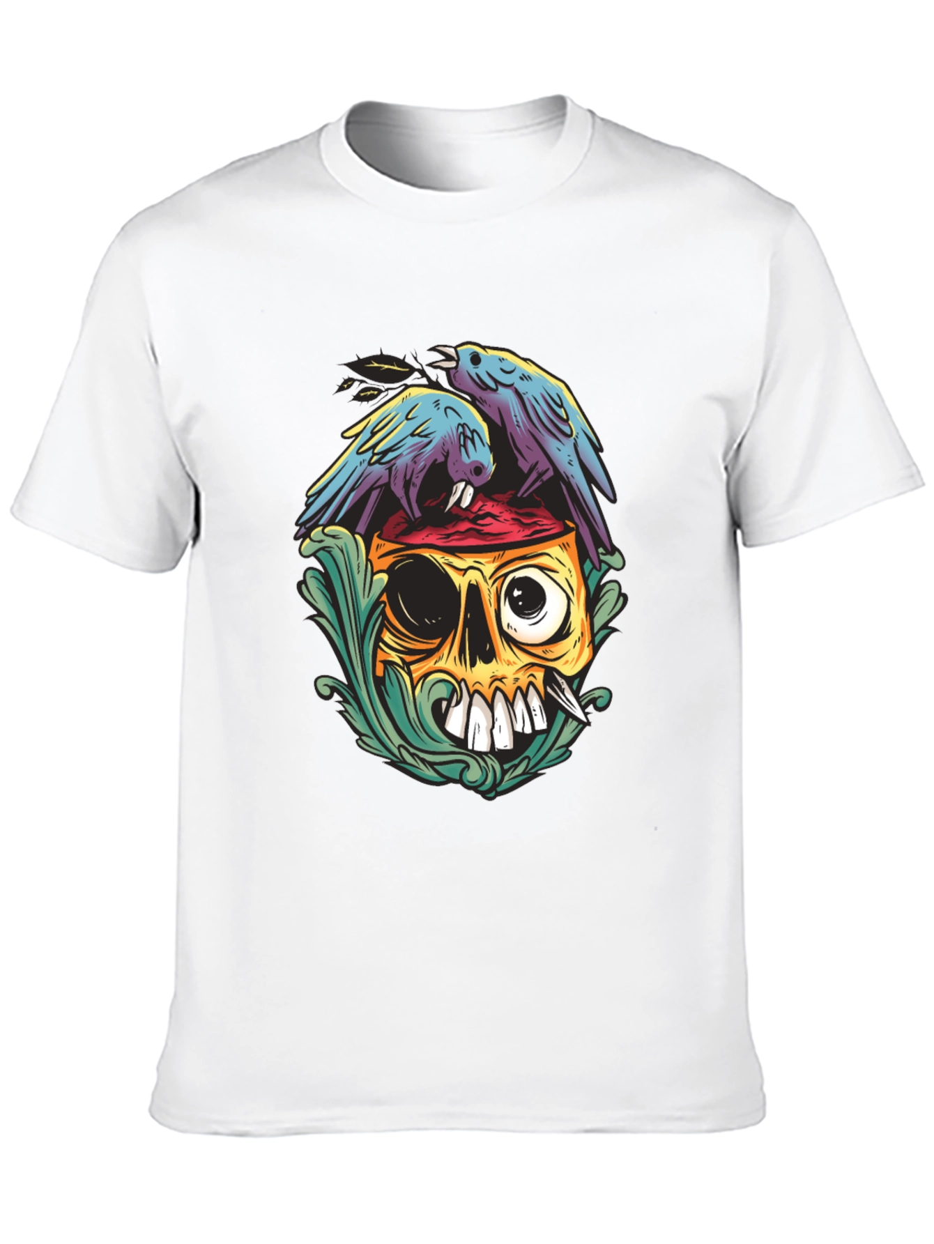 Skull & Raven Graphic Tee - Unique Art