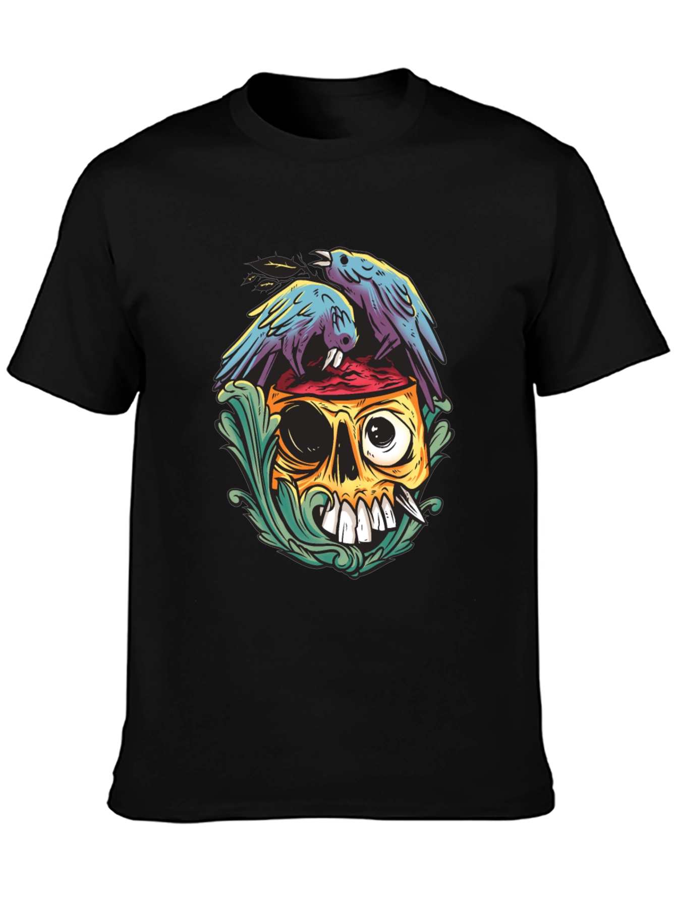 Skull & Raven Graphic Tee - Unique Art