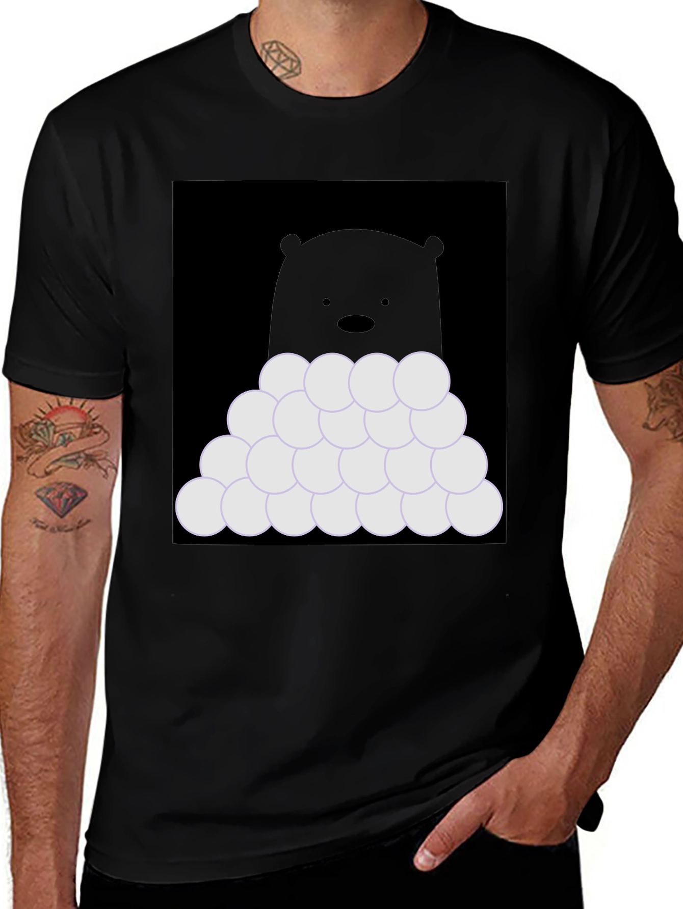 Bear with Snowballs T-Shirt - Soft Cotton Tee
