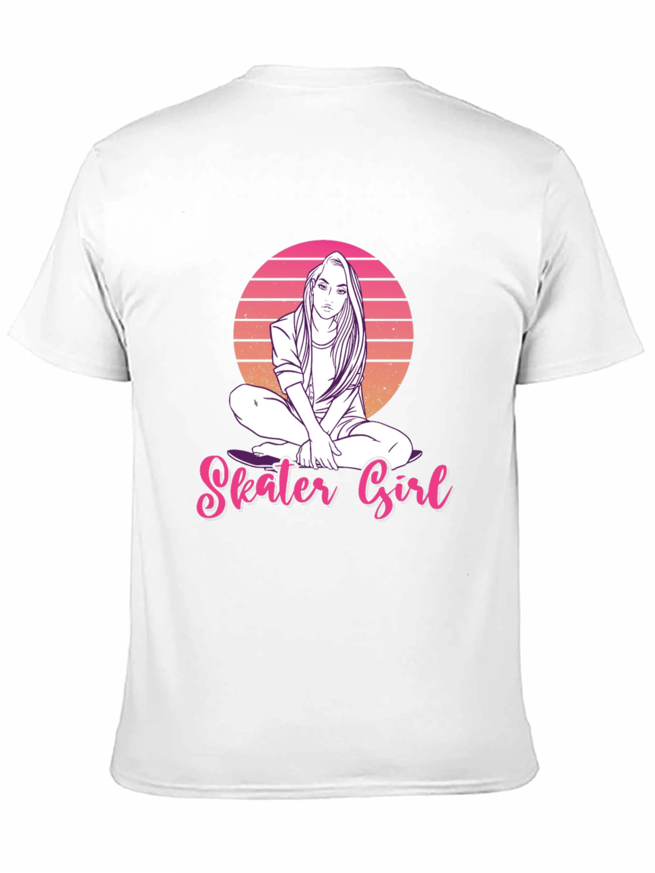 Skater Girl Graphic Tee - Retro Sunset Design