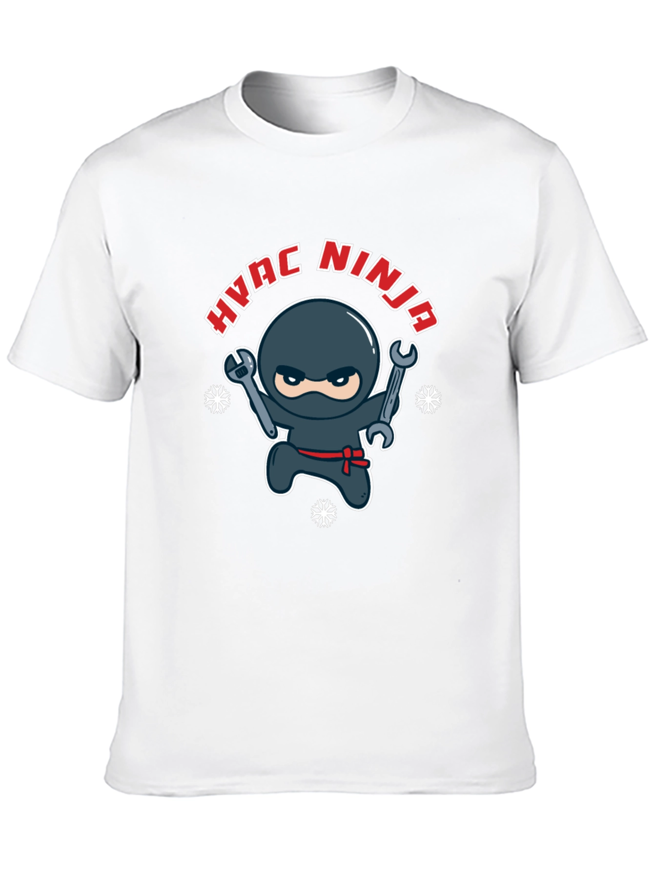 HVAC Ninja Cartoon Black T-Shirt