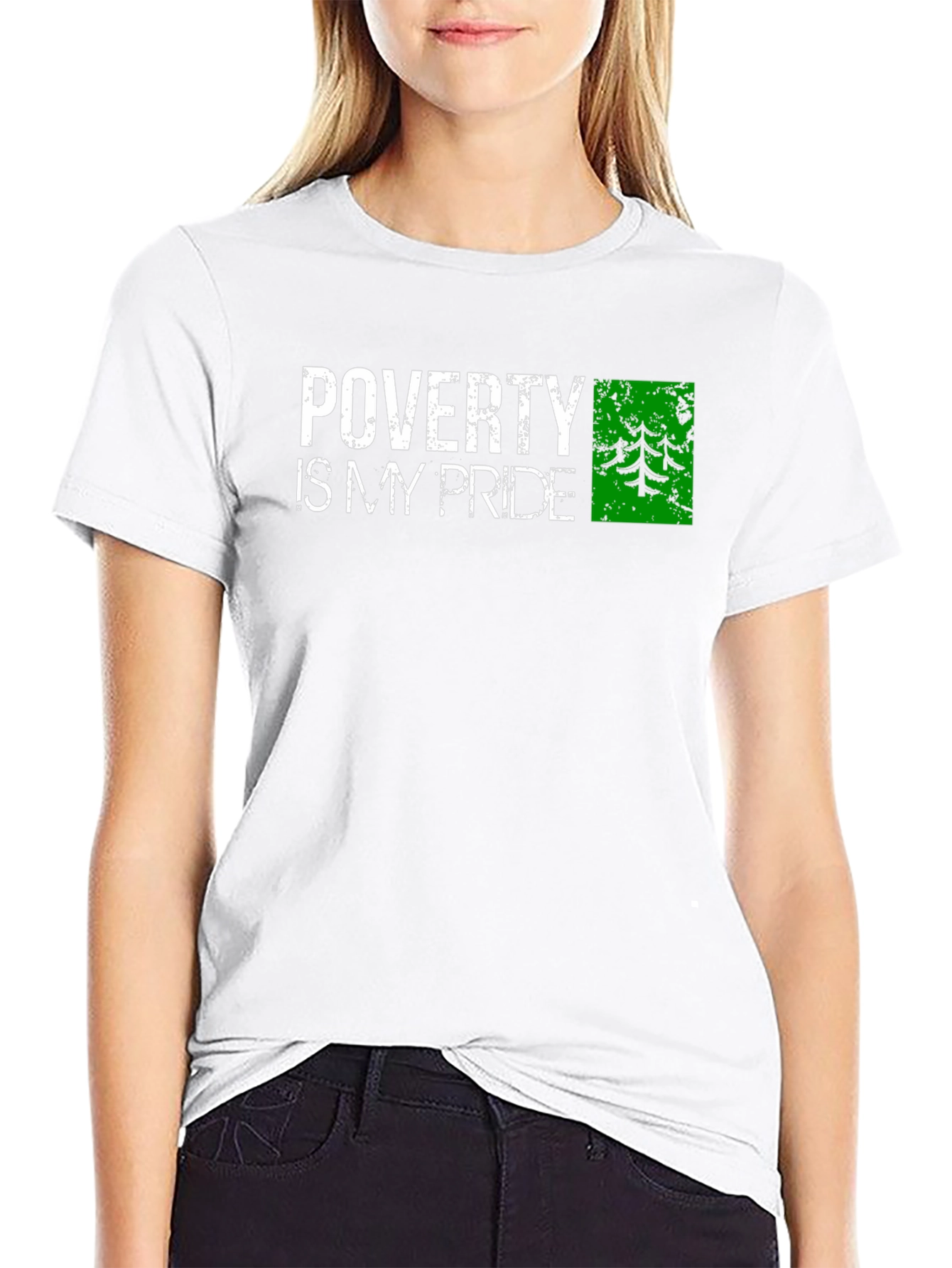 Poverty is My Pride Graphic Tee - Distressed Print