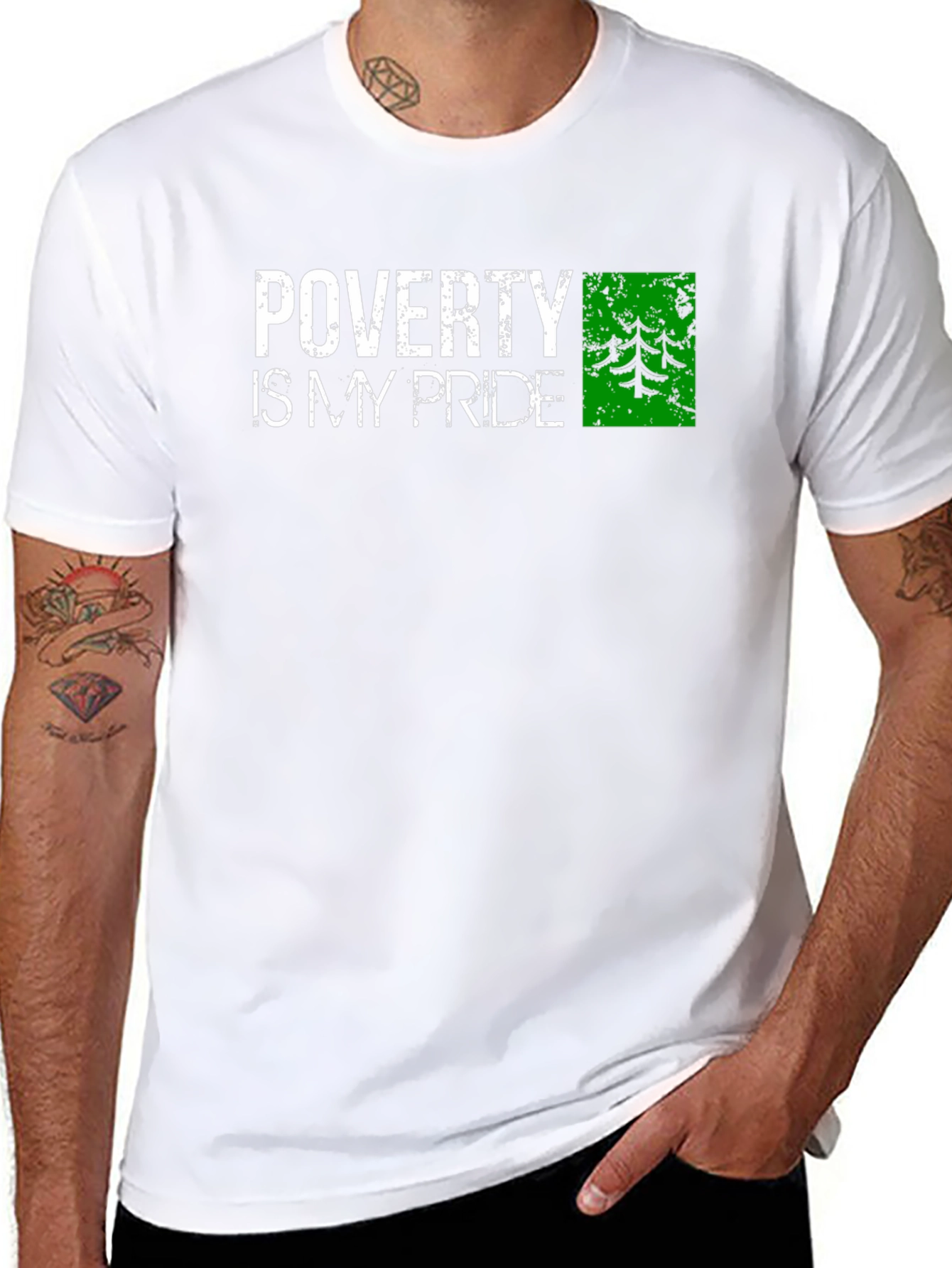 Poverty is My Pride Graphic Tee - Distressed Print