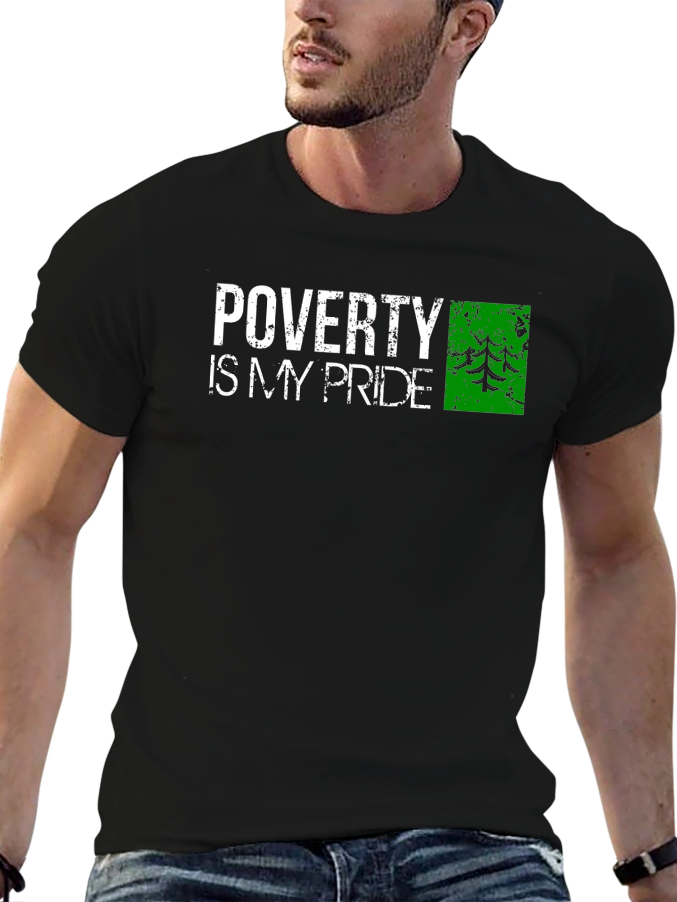 Poverty is My Pride Graphic Tee - Distressed Print