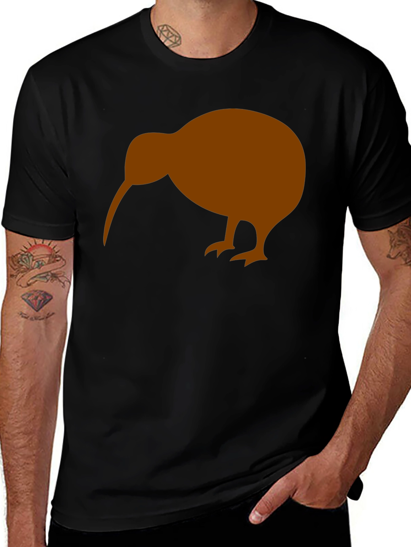 Mens Kiwi Bird Graphic T-Shirt - Black