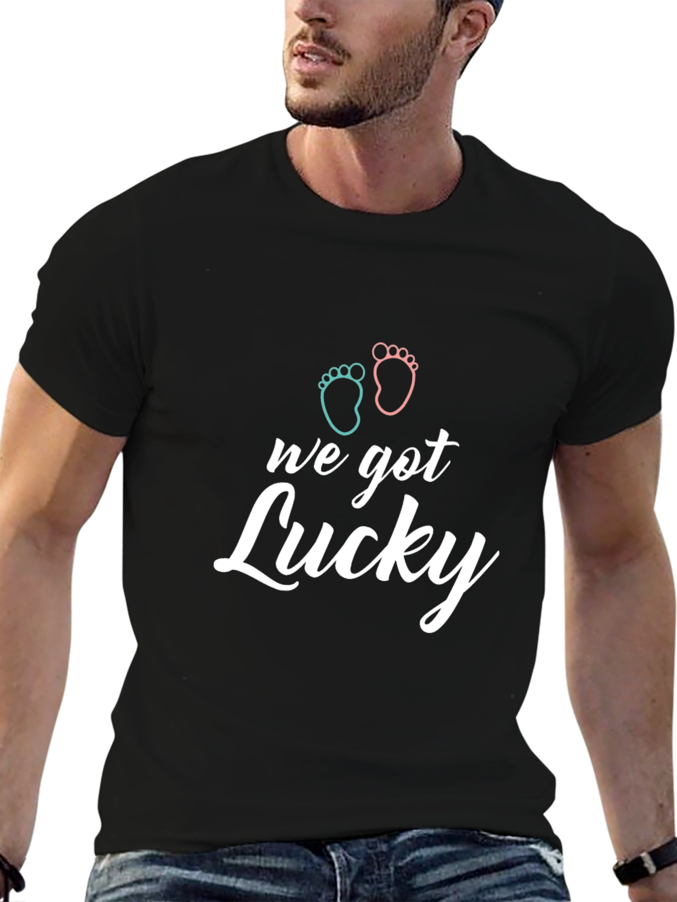 Lucky Twins Baby Feet Graphic T-Shirt