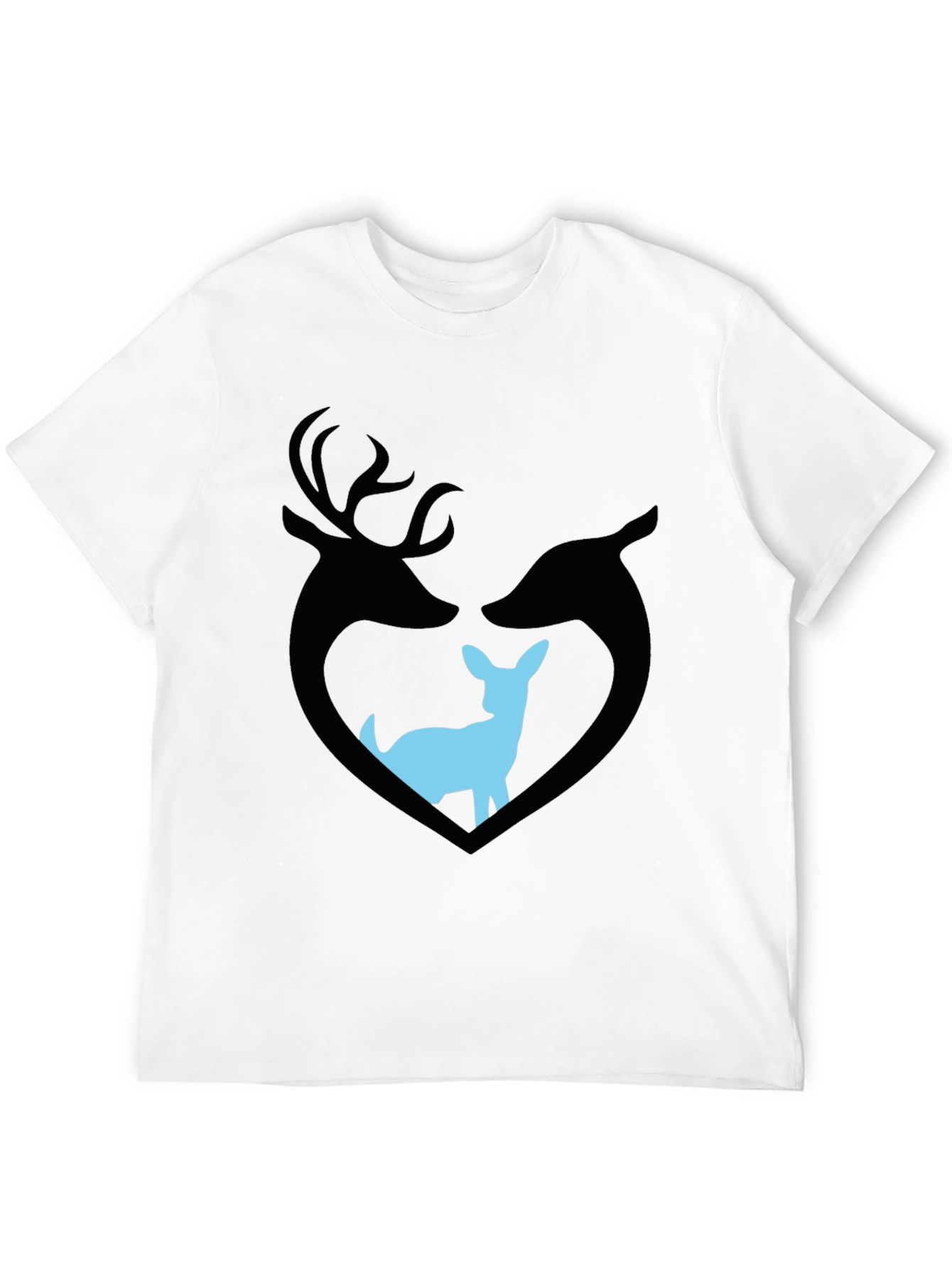 Deer Family Graphic T-Shirt - Black Cotton Tee