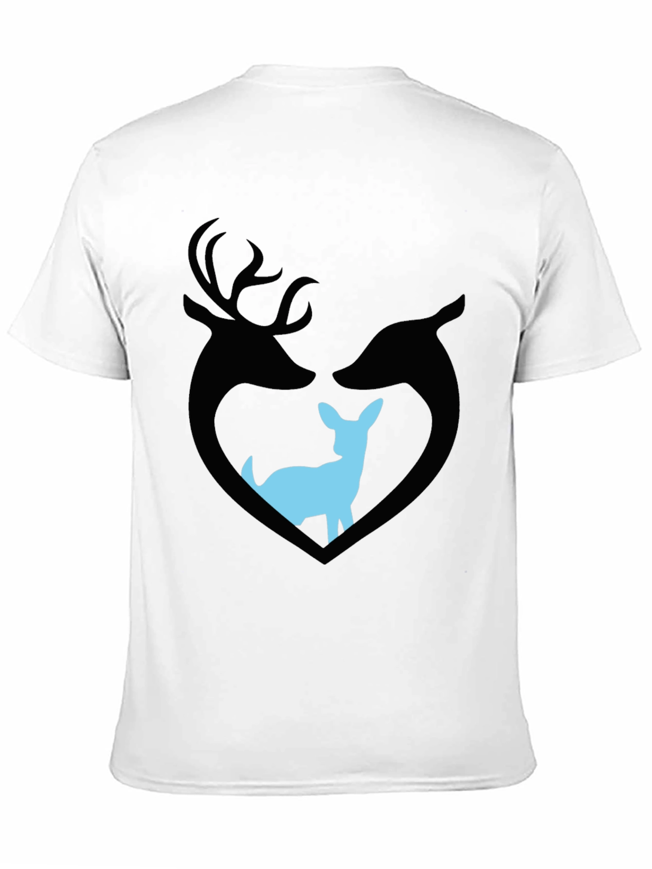 Deer Family Graphic T-Shirt - Black Cotton Tee