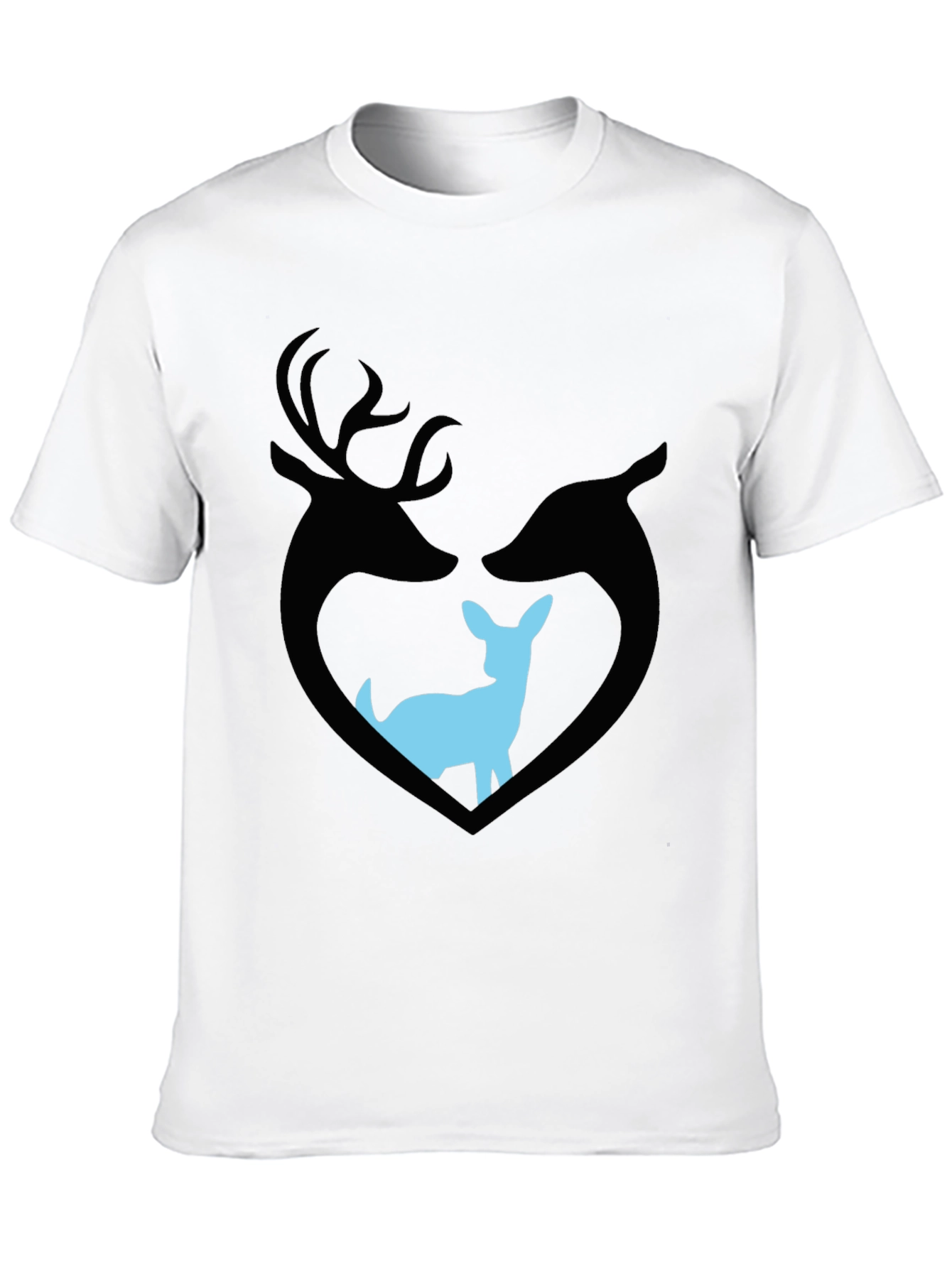 Deer Family Graphic T-Shirt - Black Cotton Tee