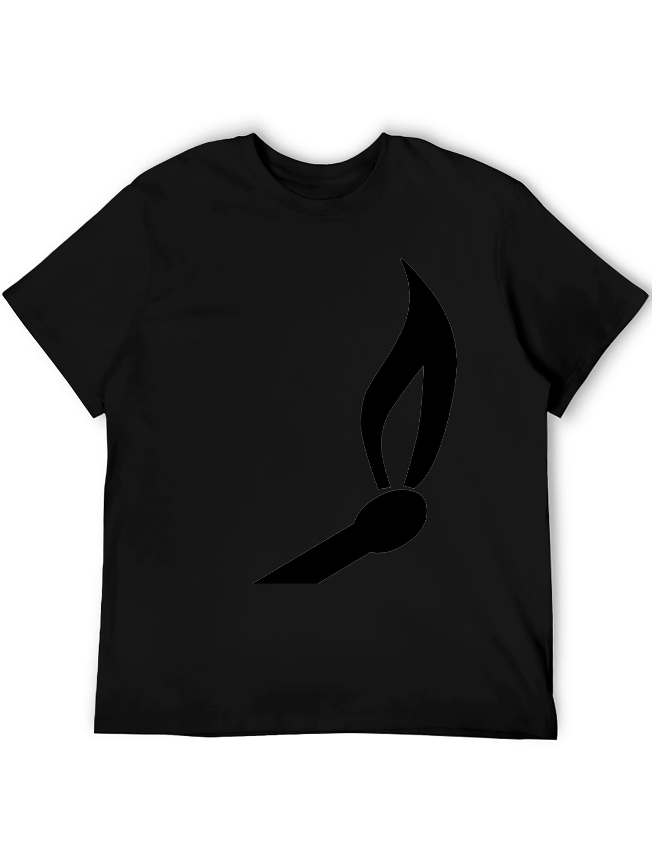 Matchstick Flame Graphic Tee - Black Cotton Casual Shirt