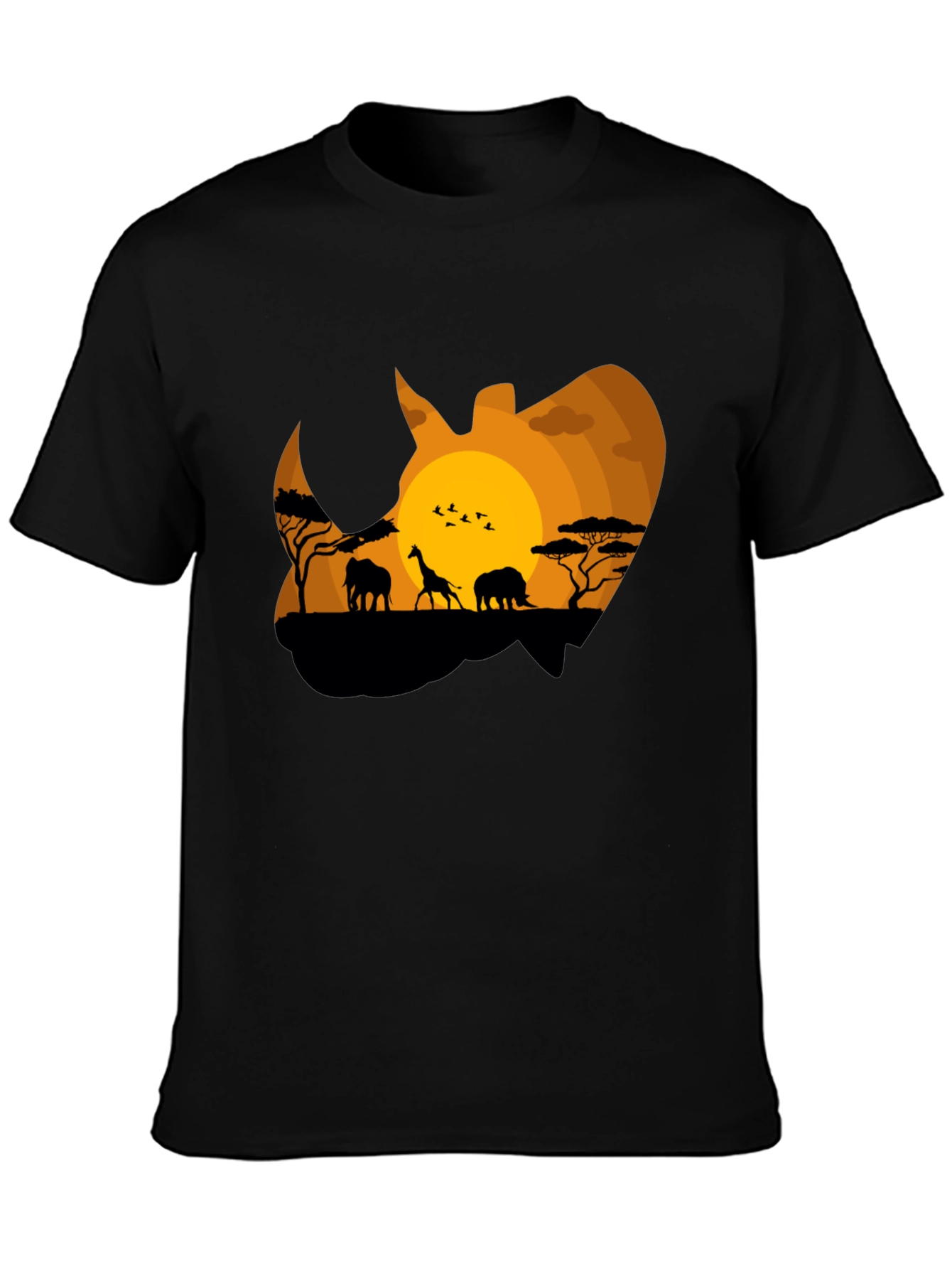 African Safari Rhino Silhouette Graphic Tee