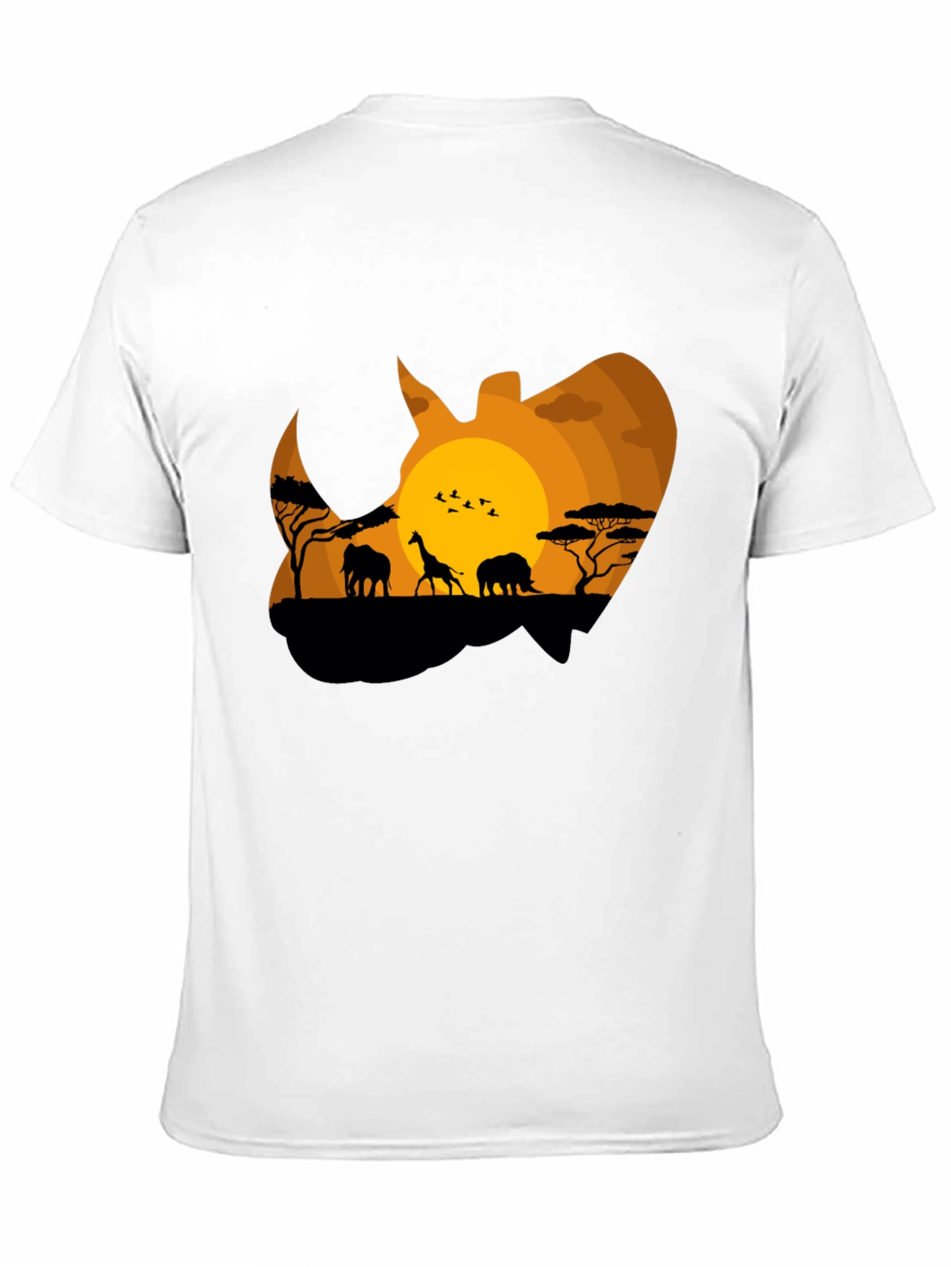 African Safari Rhino Silhouette Graphic Tee