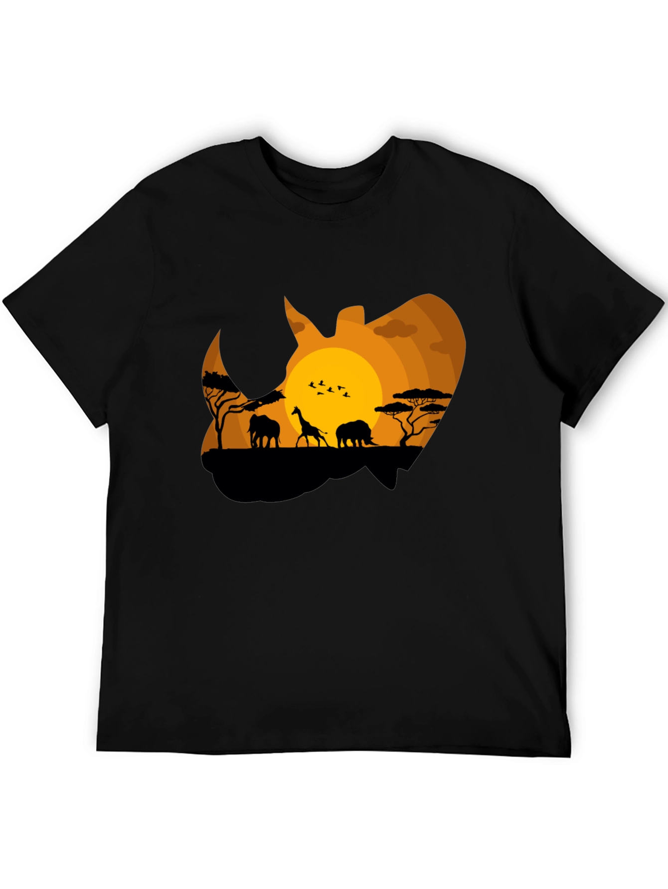 African Safari Rhino Silhouette Graphic Tee