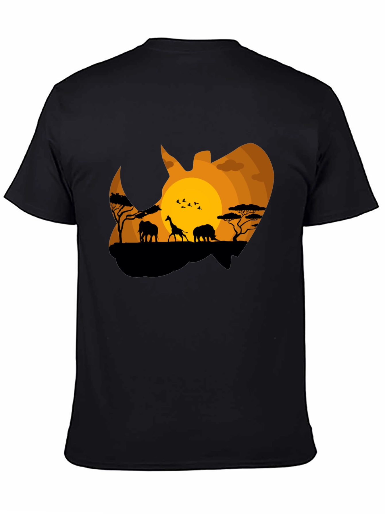 African Safari Rhino Silhouette Graphic Tee