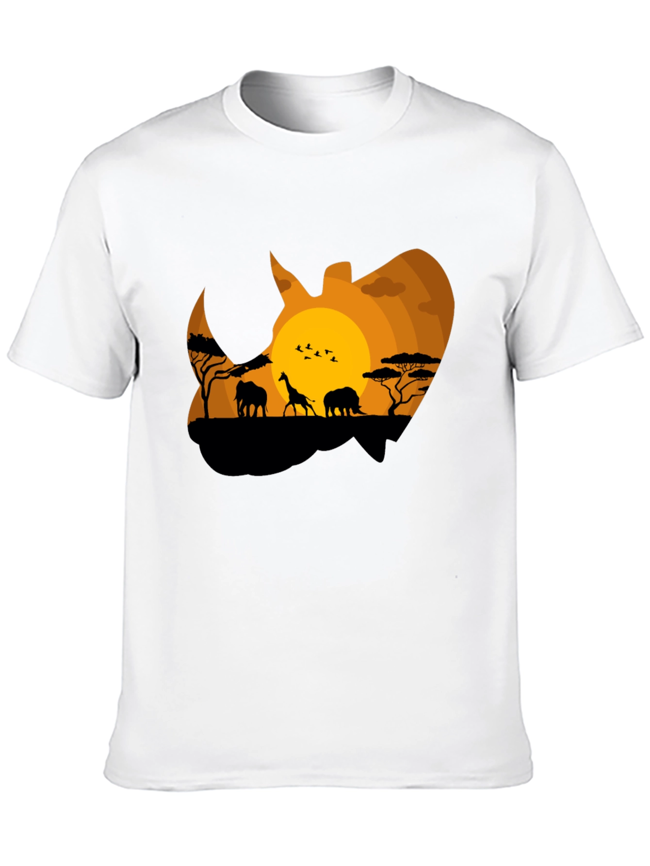 African Safari Rhino Silhouette Graphic Tee