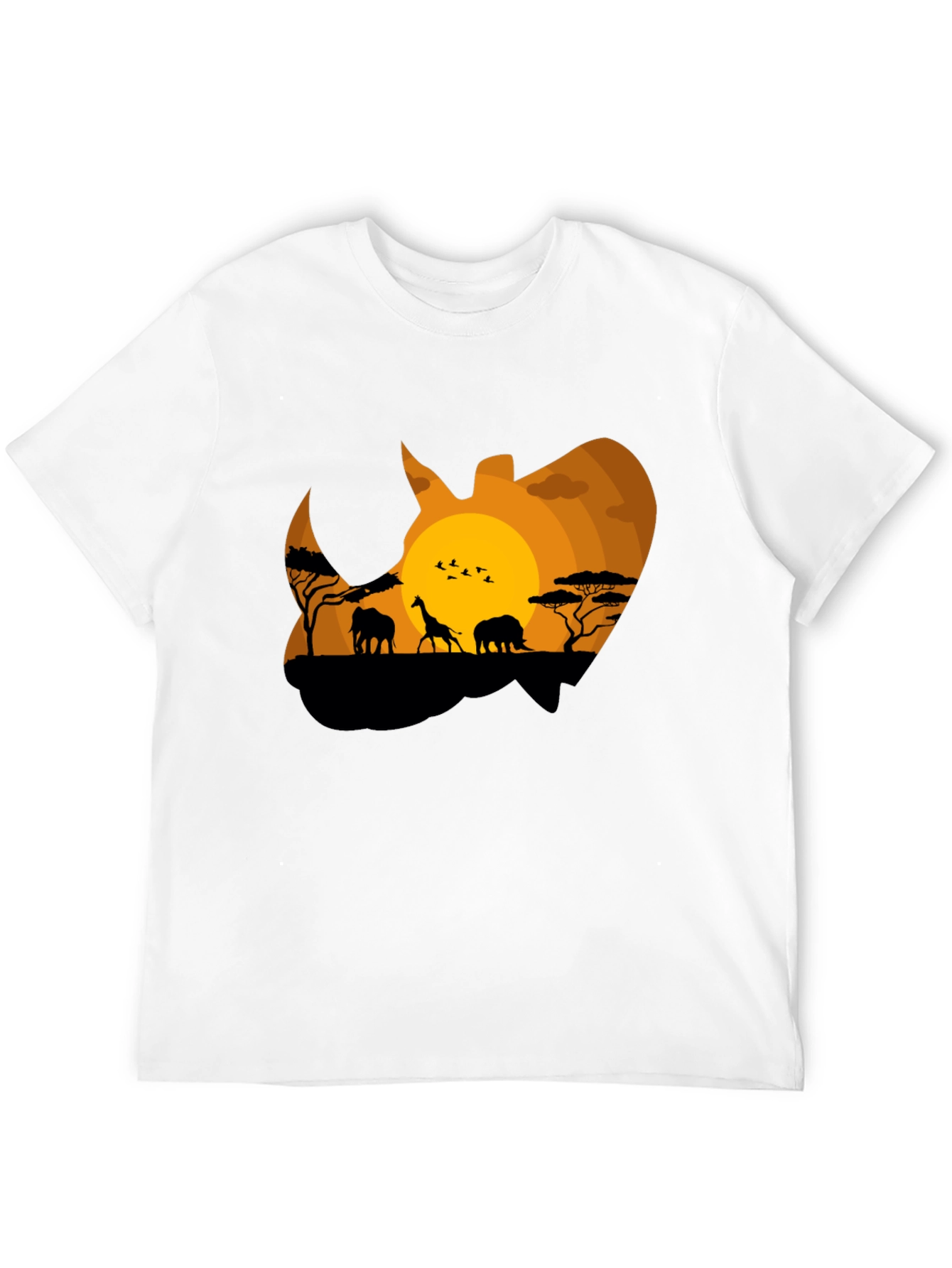 African Safari Rhino Silhouette Graphic Tee