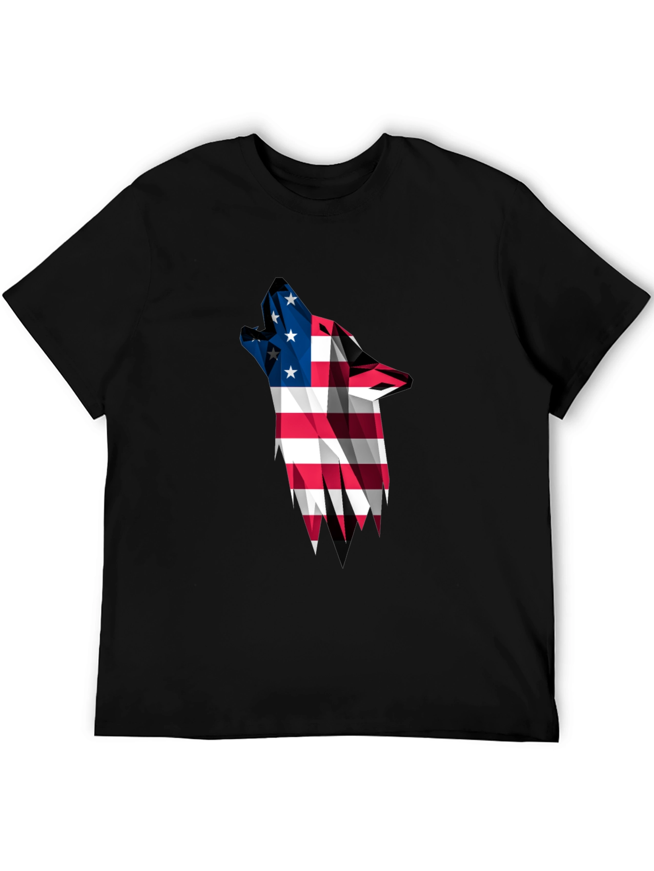 American Flag Wolf Graphic T-Shirt