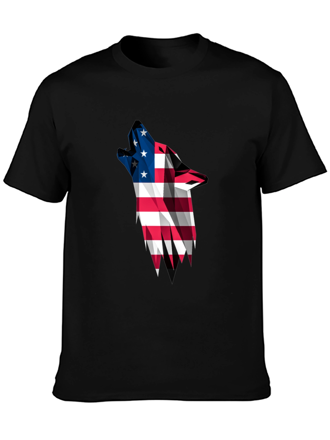 American Flag Wolf Graphic T-Shirt
