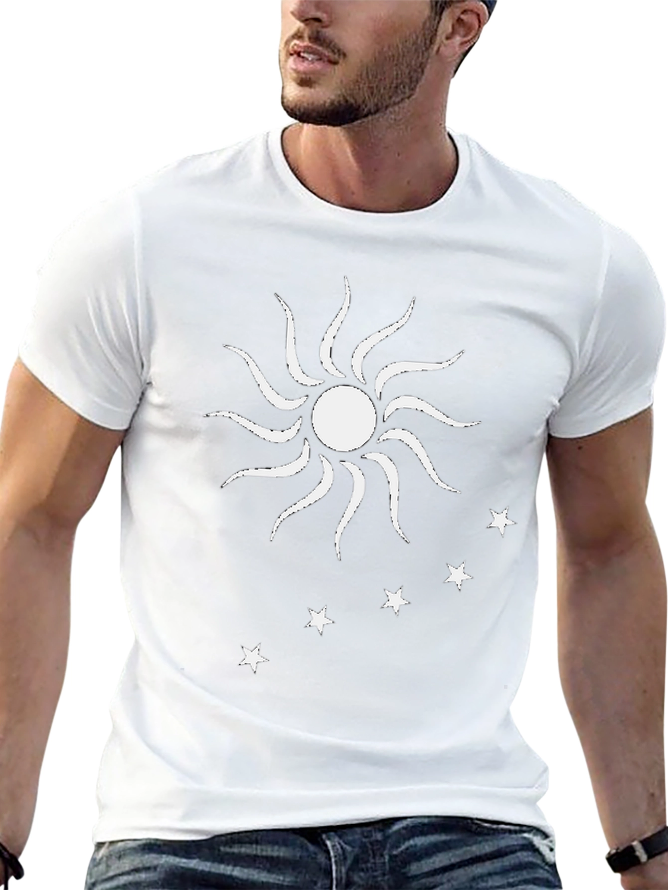 Sun & Stars Graphic Tee - Black Cotton Blend