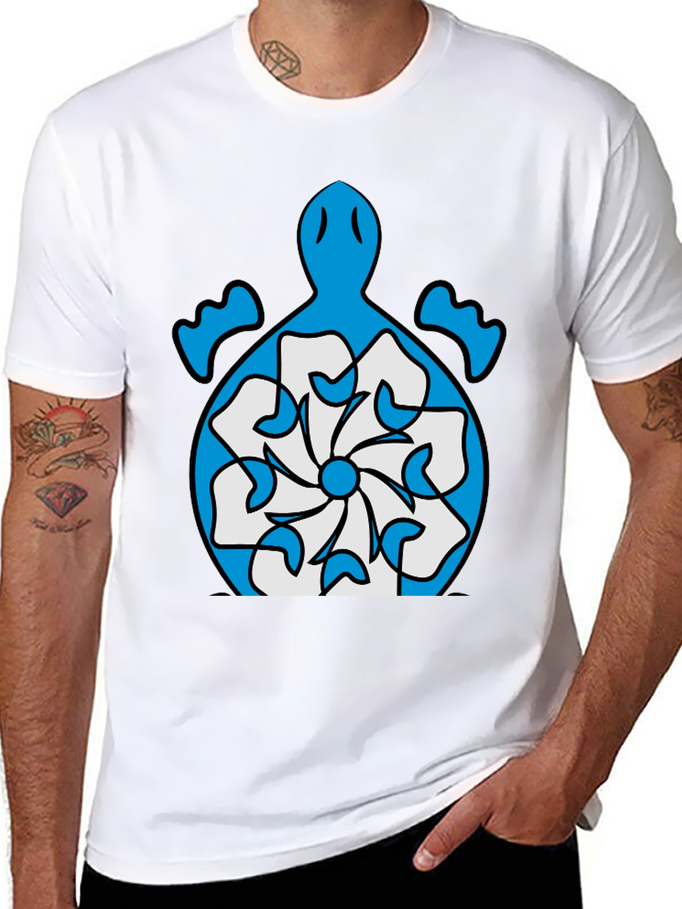 Turtle Flower Graphic Tee - Stylish Black T-Shirt