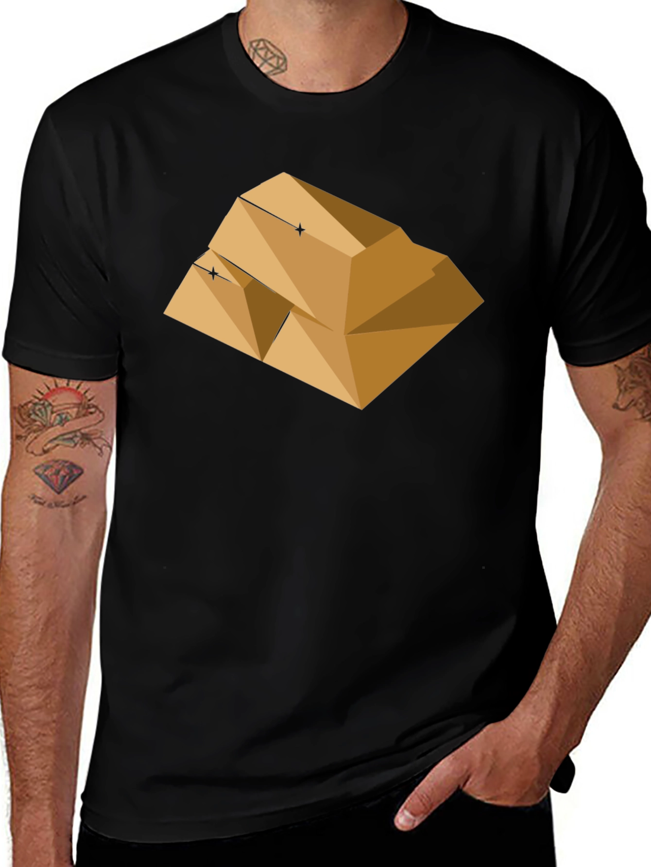 Gold Bar Graphic Tee - Modern Style