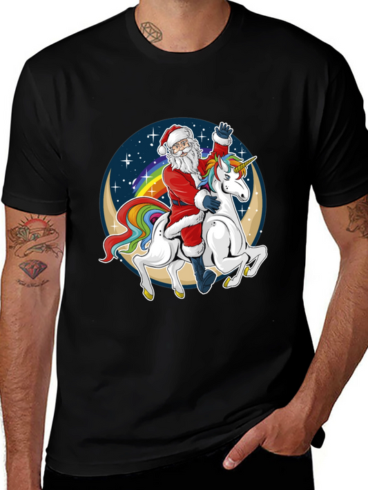Santa Riding Unicorn Graphic Tee