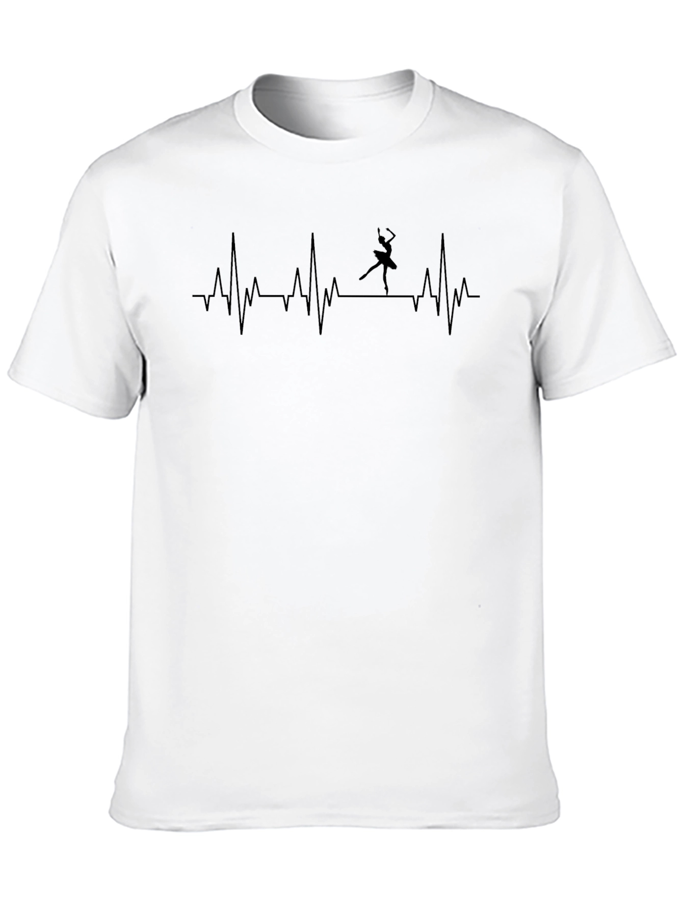 Heartbeat Ballerina Graphic Tee - Black Cotton T-Shirt