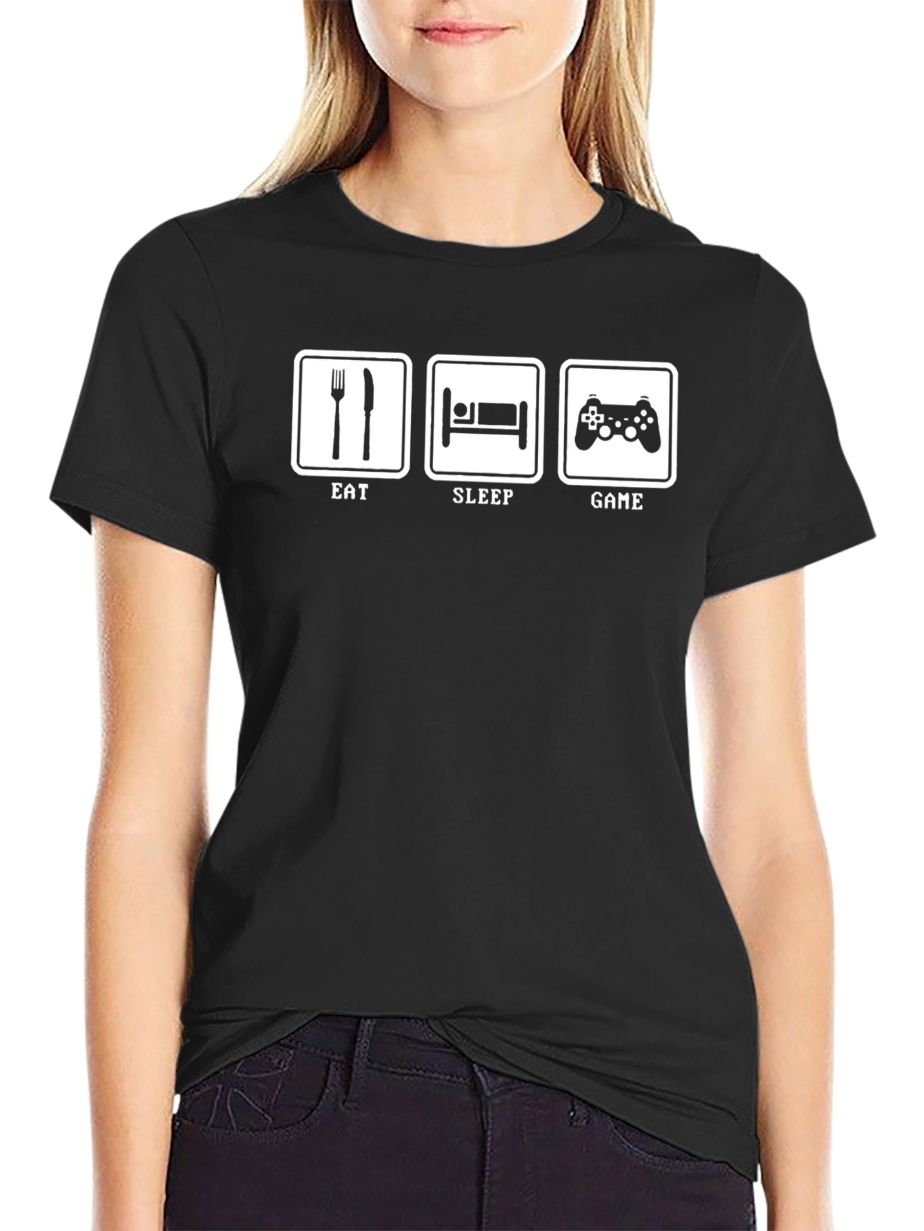 Eat Sleep Game Black Graphic Tee