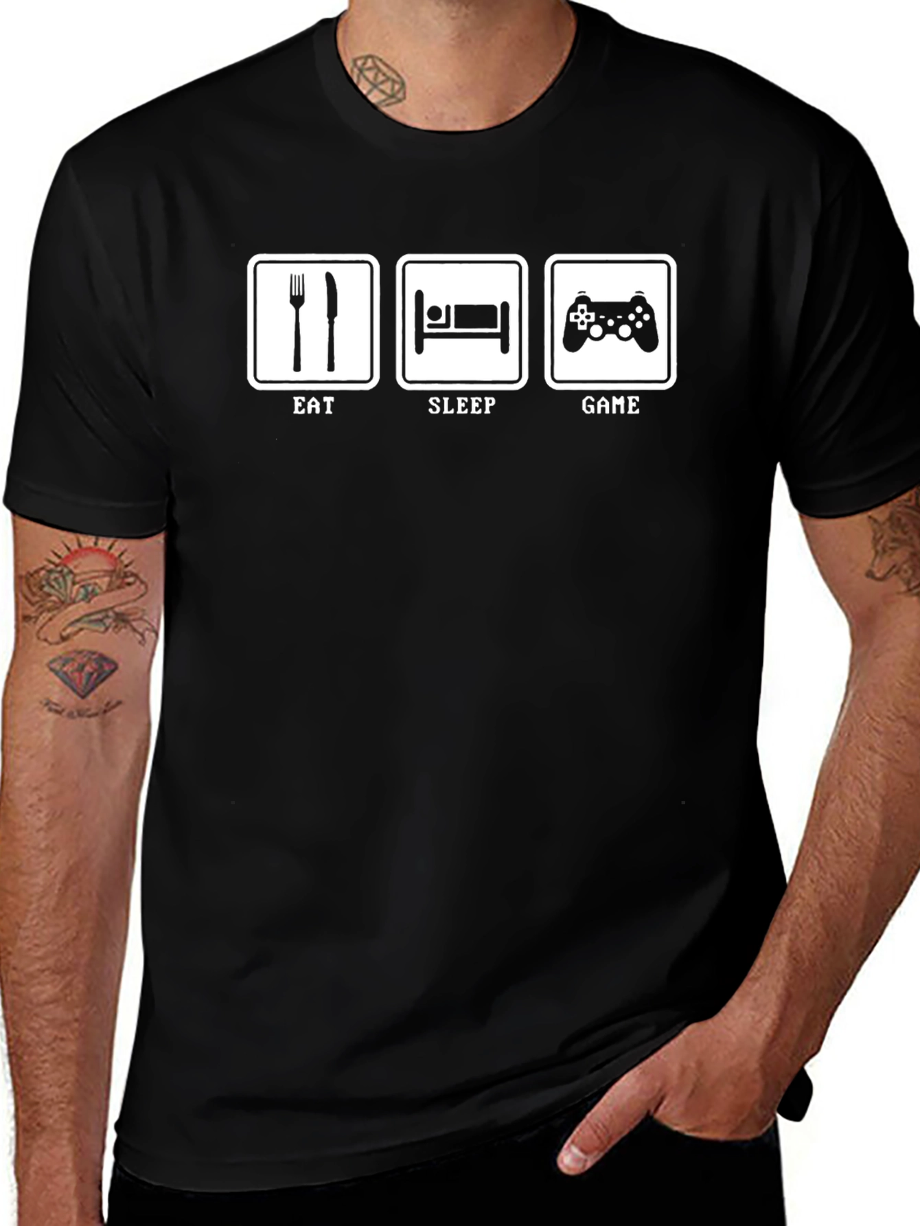 Eat Sleep Game Black Graphic Tee