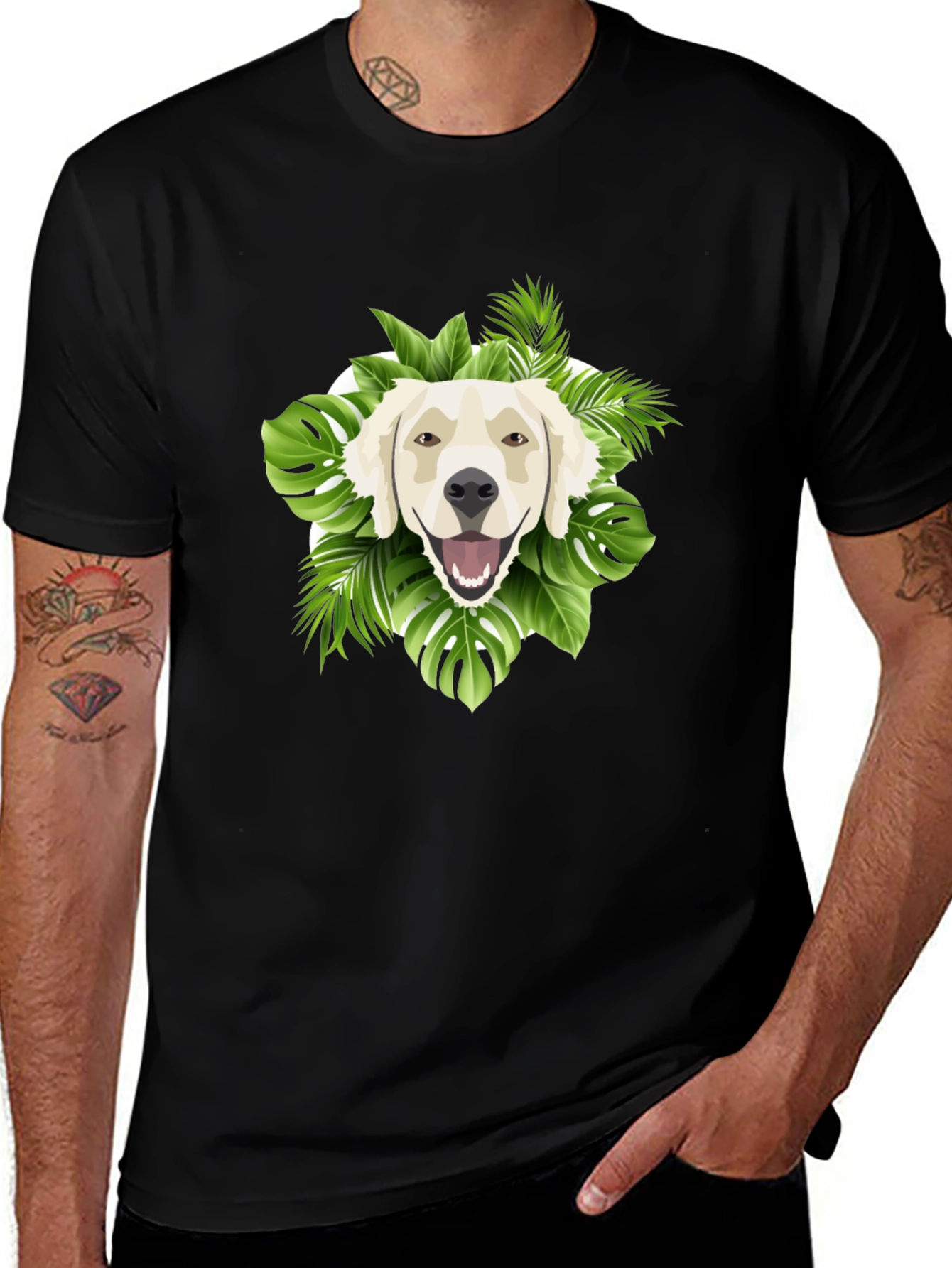Tropical Golden Retriever Graphic Tee