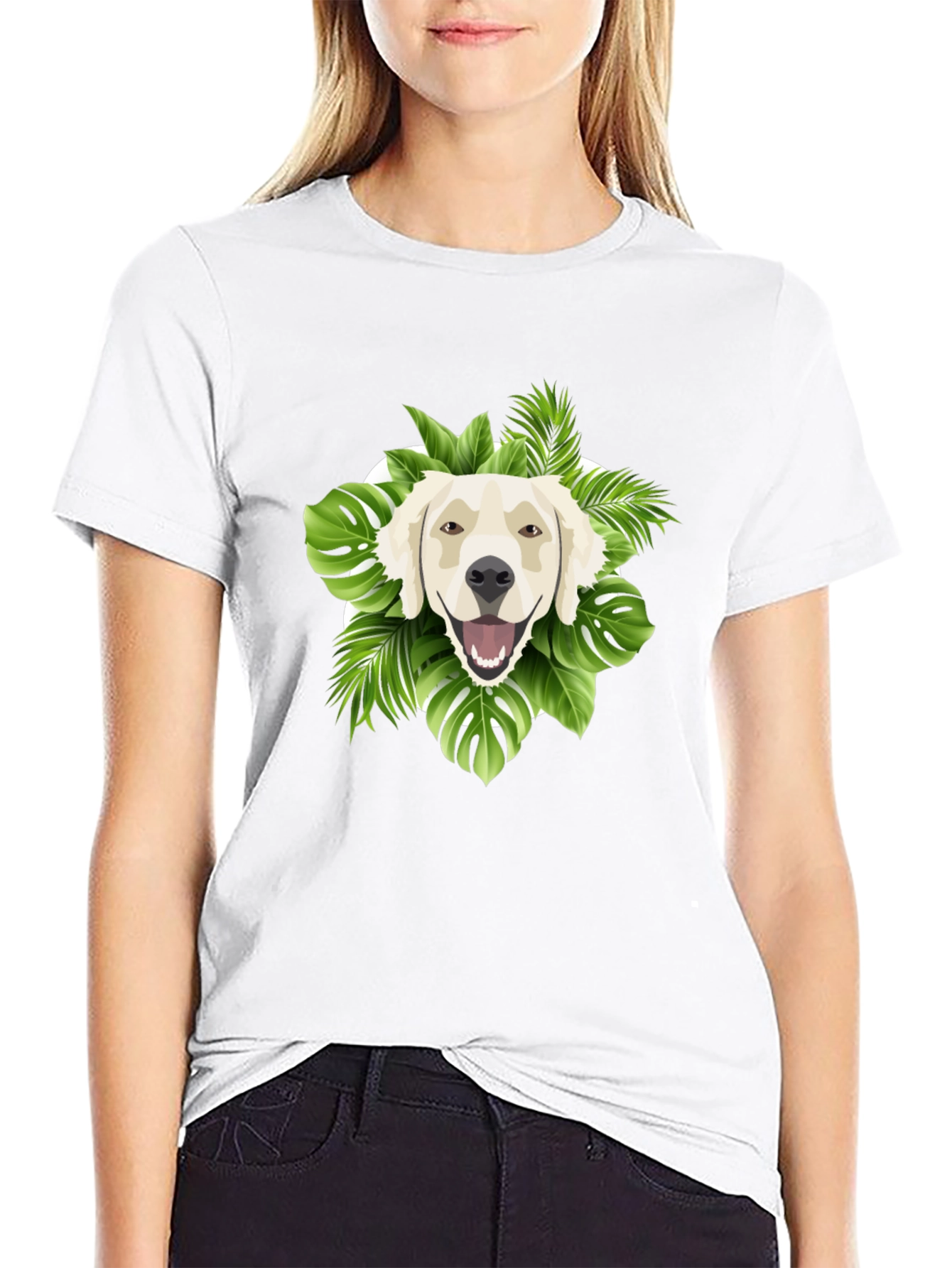 Tropical Golden Retriever Graphic Tee