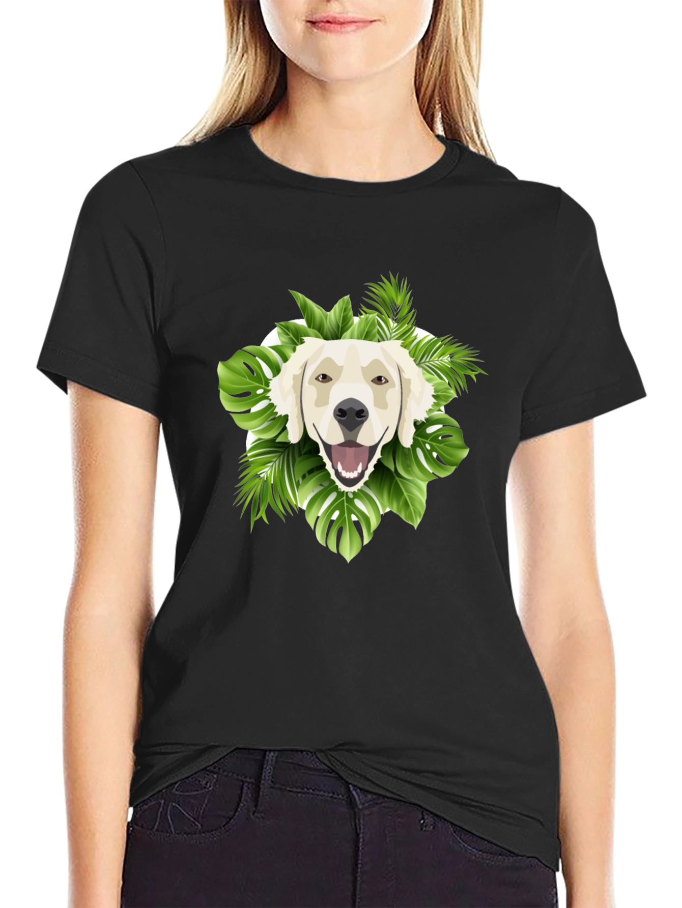 Tropical Golden Retriever Graphic Tee