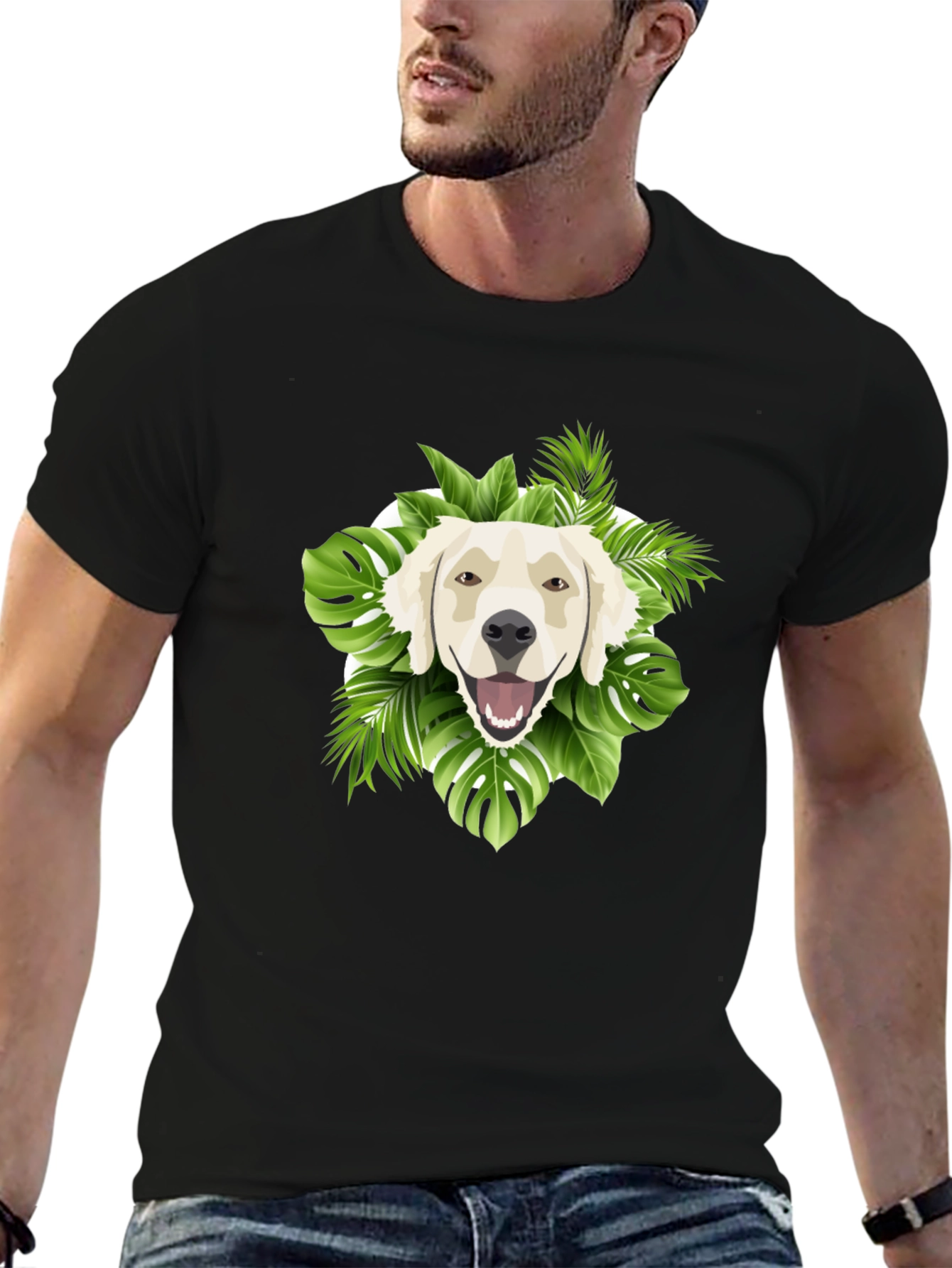 Tropical Golden Retriever Graphic Tee