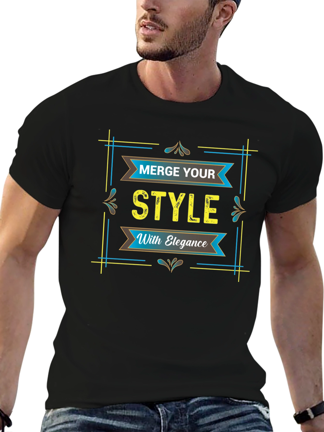 Stylish Black T-Shirt with Elegant Graphic Design