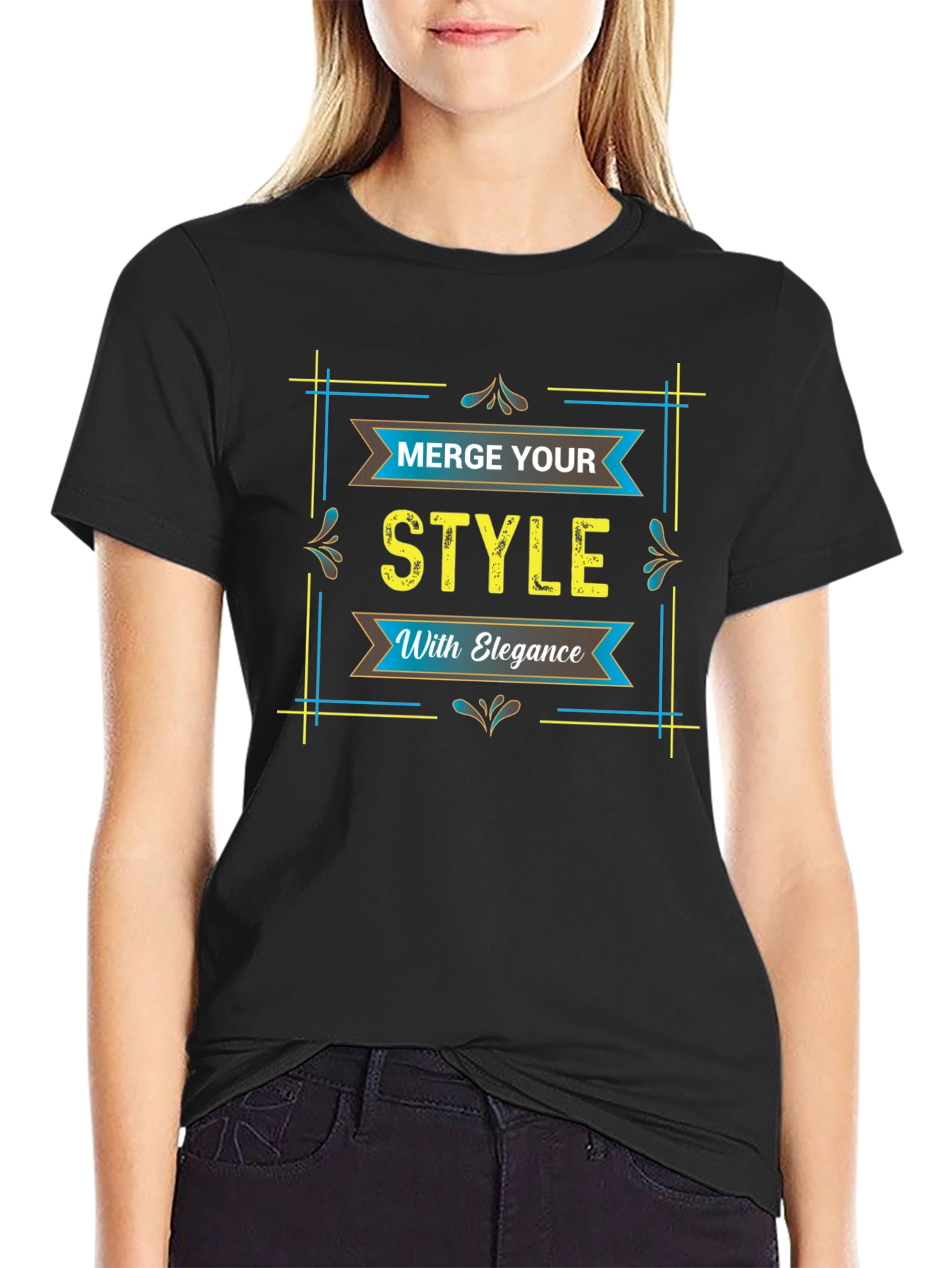 Stylish Black T-Shirt with Elegant Graphic Design