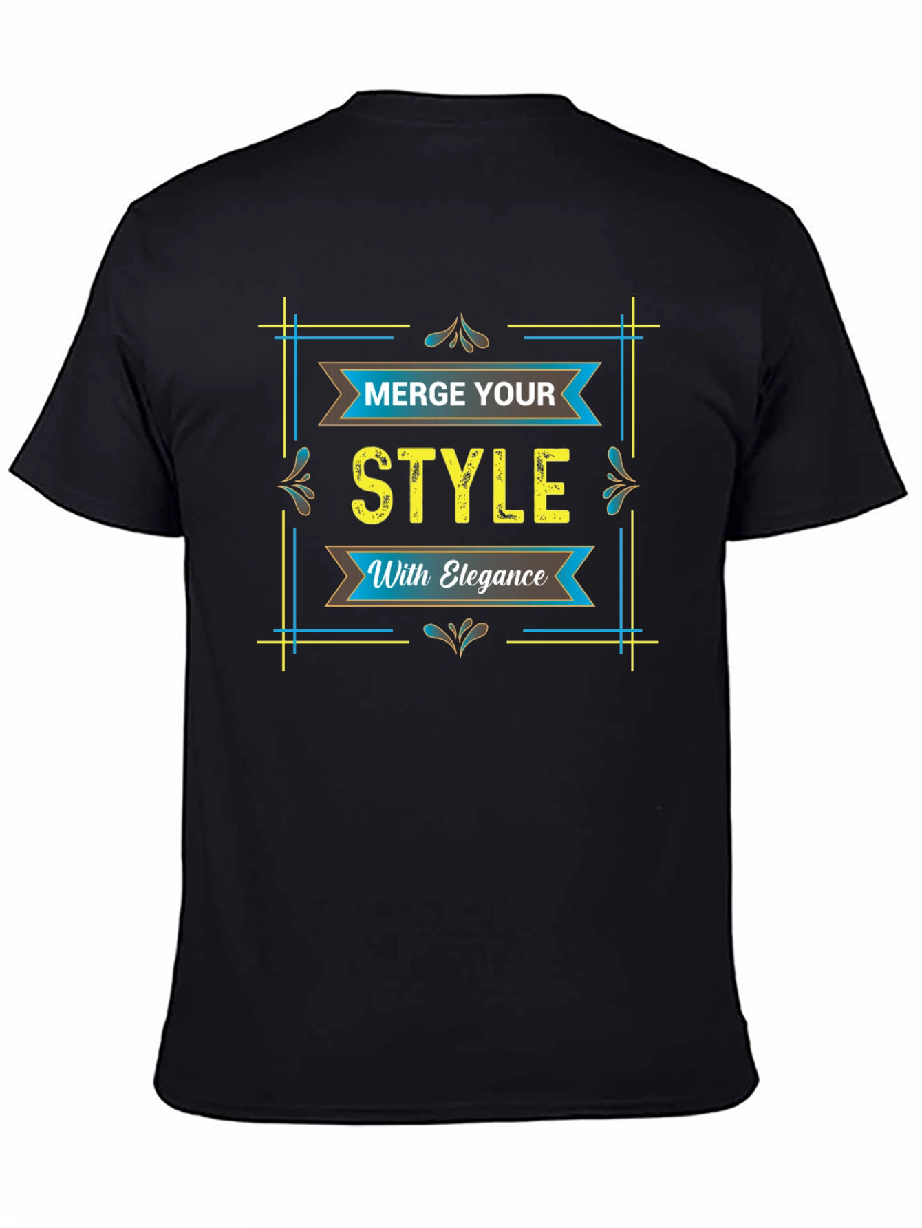Stylish Black T-Shirt with Elegant Graphic Design
