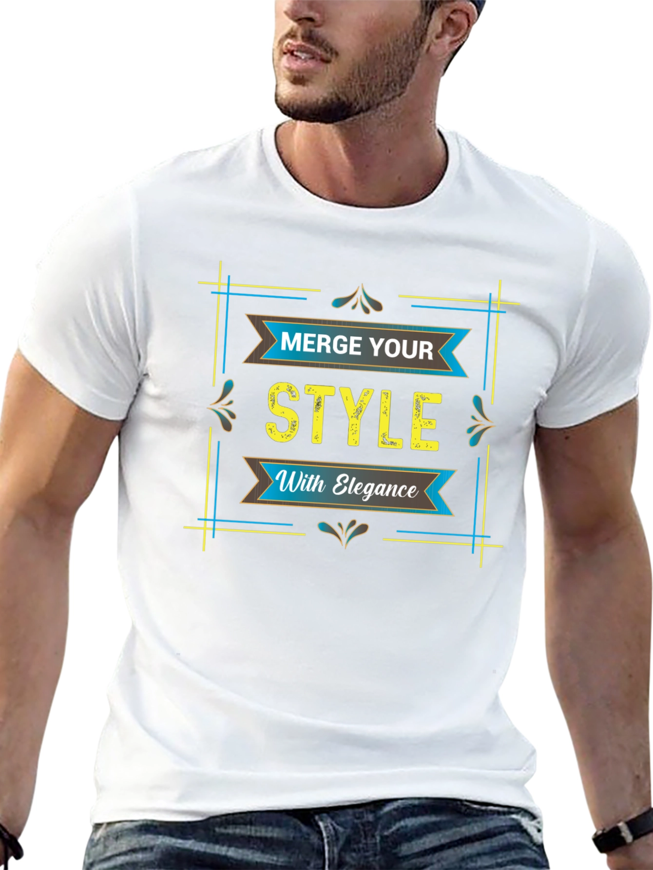 Stylish Black T-Shirt with Elegant Graphic Design