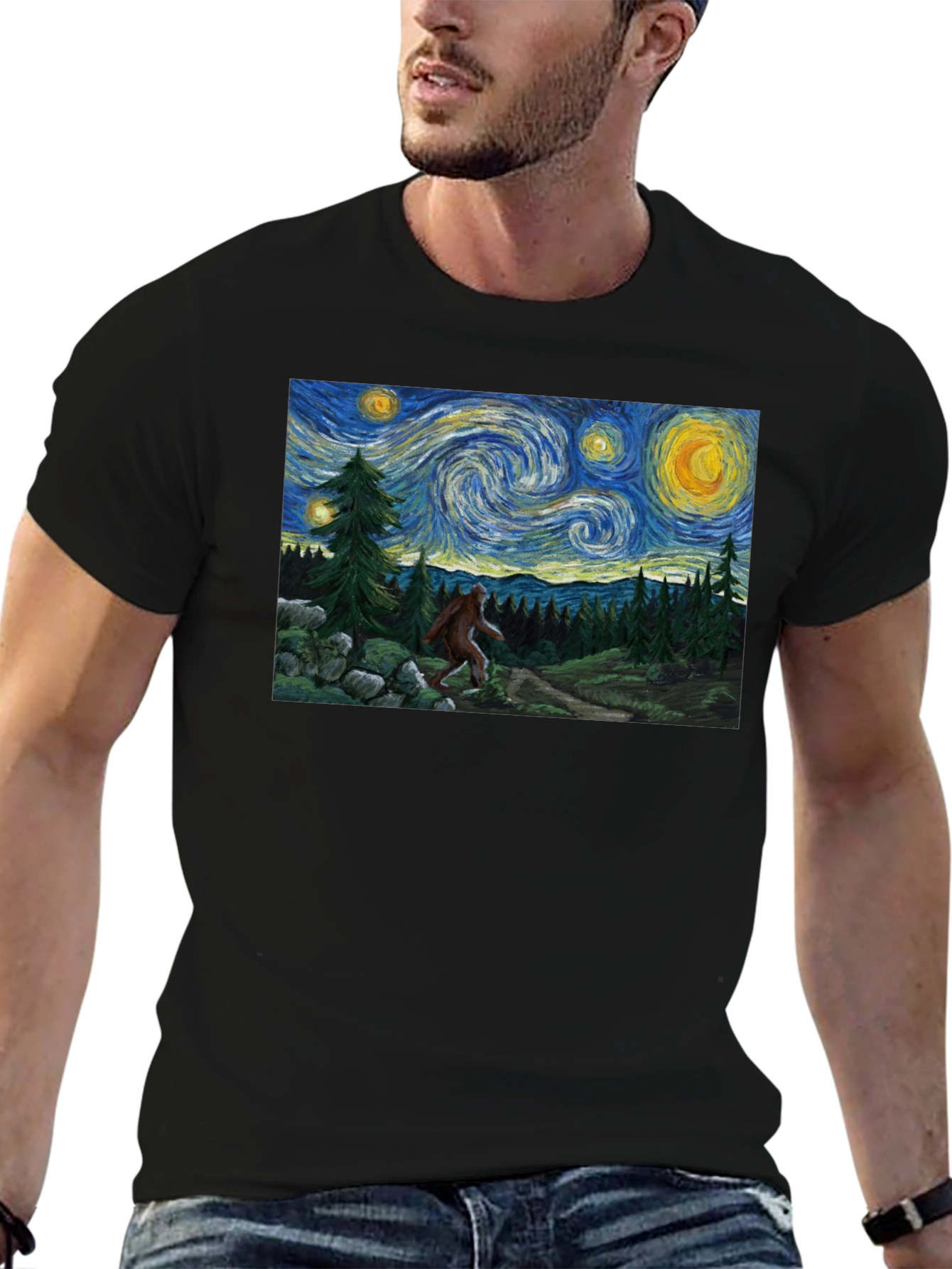 Starry Night Bigfoot Graphic Tee