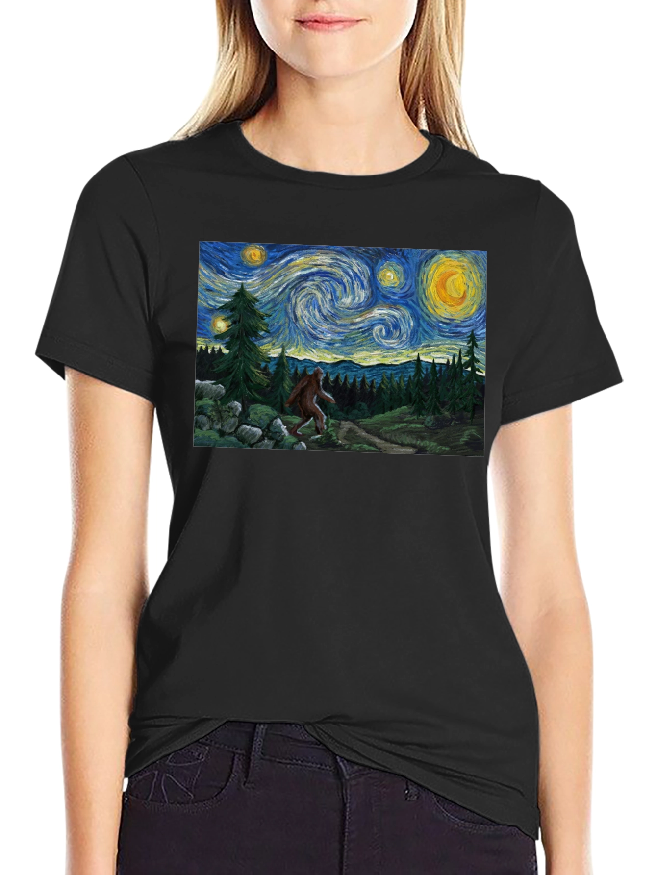 Starry Night Bigfoot Graphic Tee