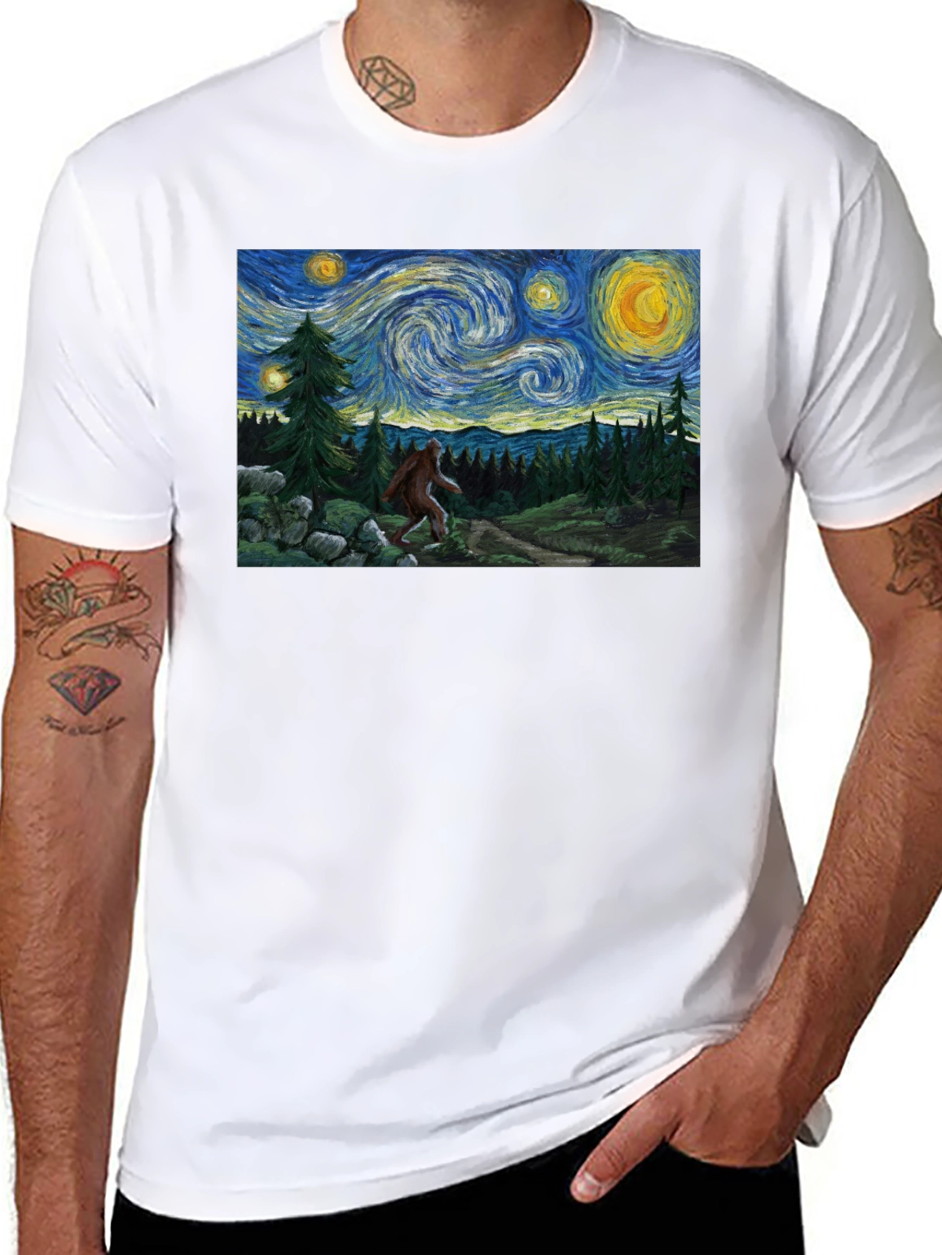 Starry Night Bigfoot Graphic Tee
