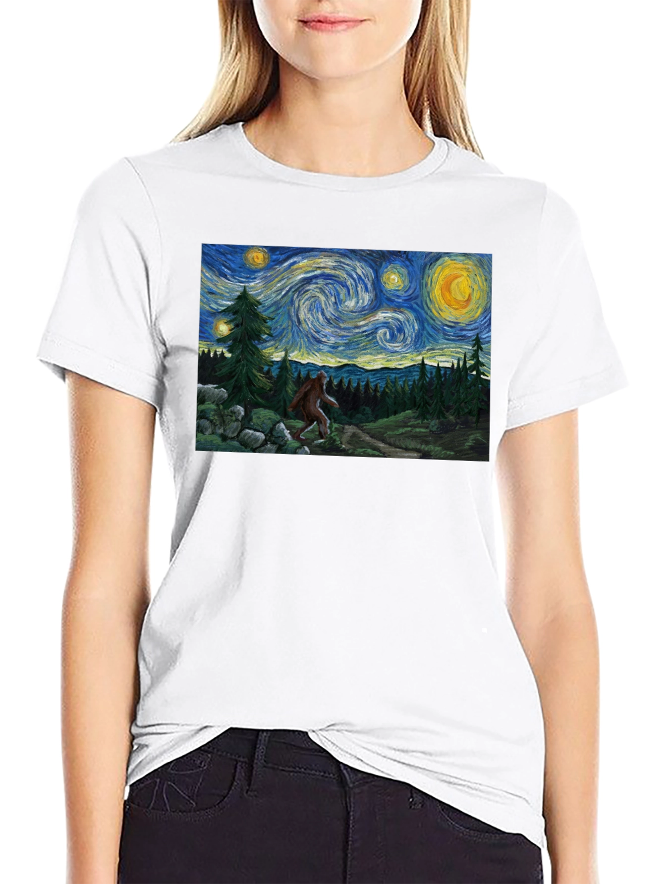 Starry Night Bigfoot Graphic Tee