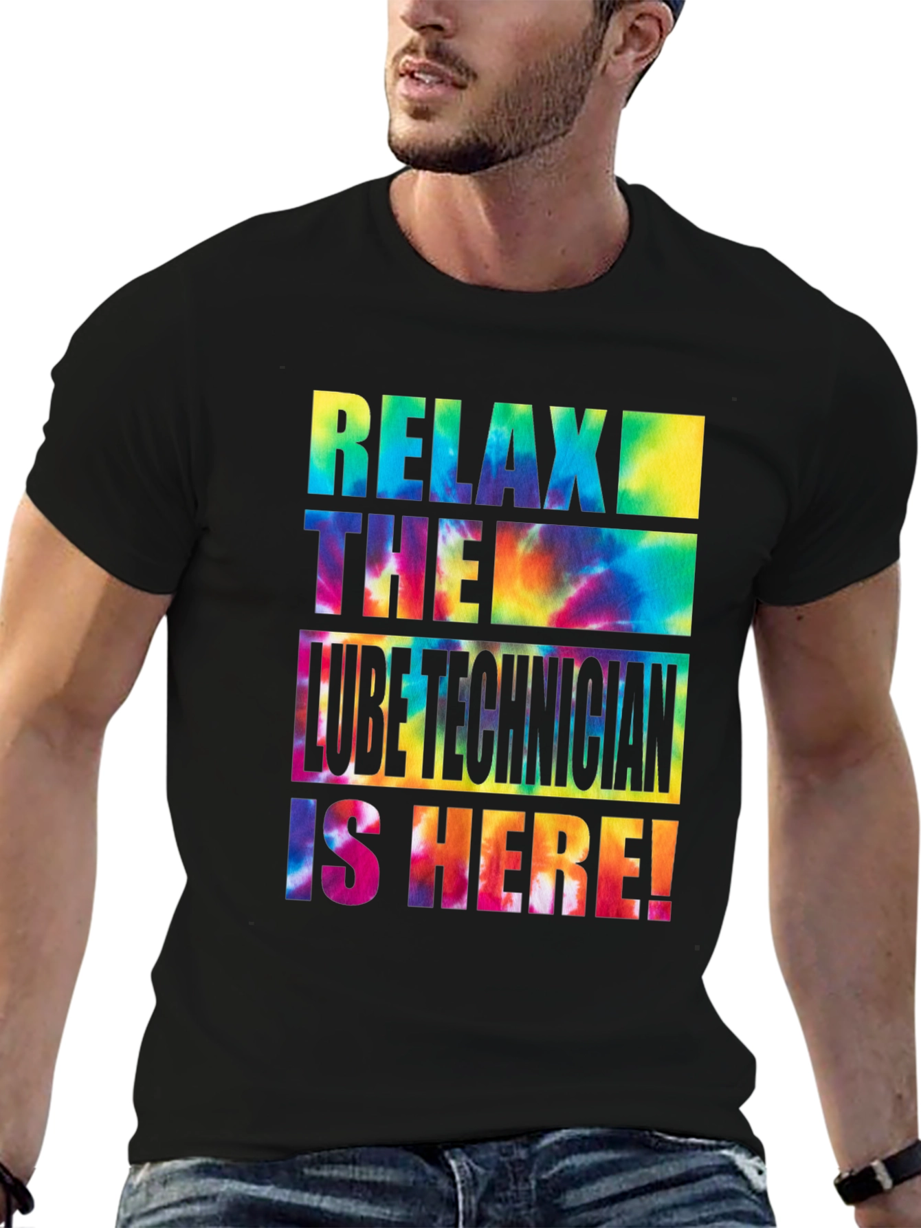 Relax Lube Technician Tie Dye Graphic T-Shirt