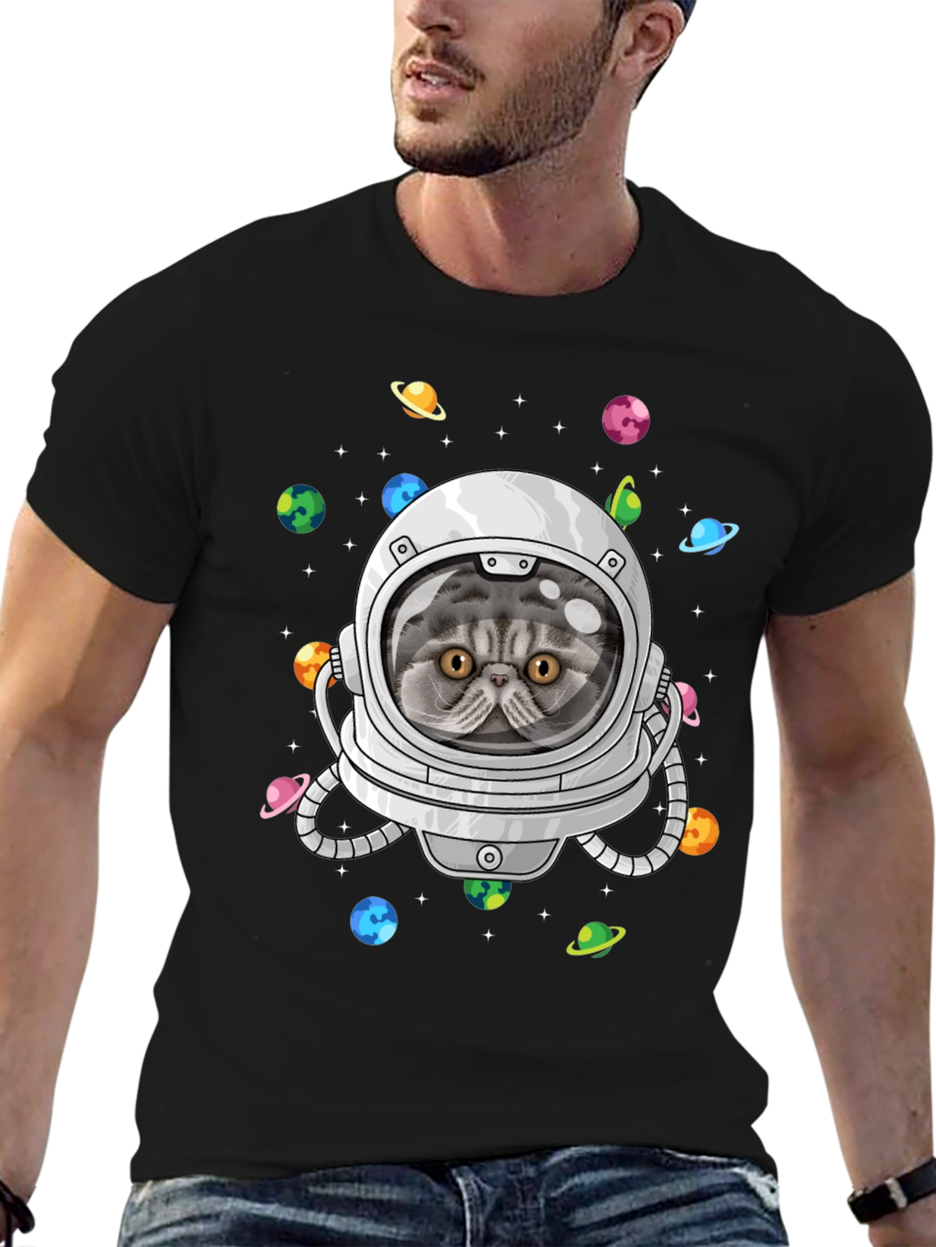 Cat Astronaut T-Shirt - Space Explorer Kitten