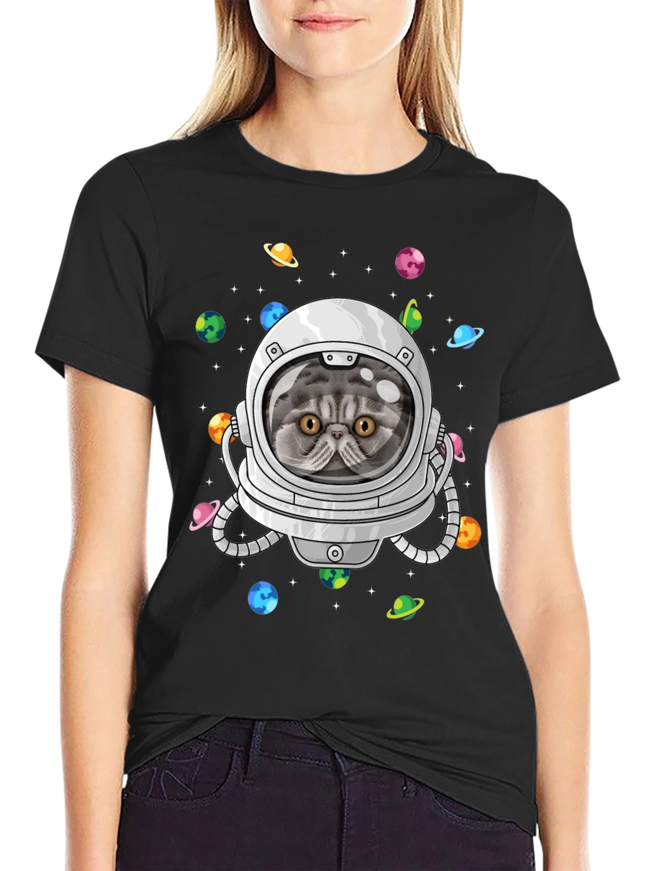 Cat Astronaut T-Shirt - Space Explorer Kitten