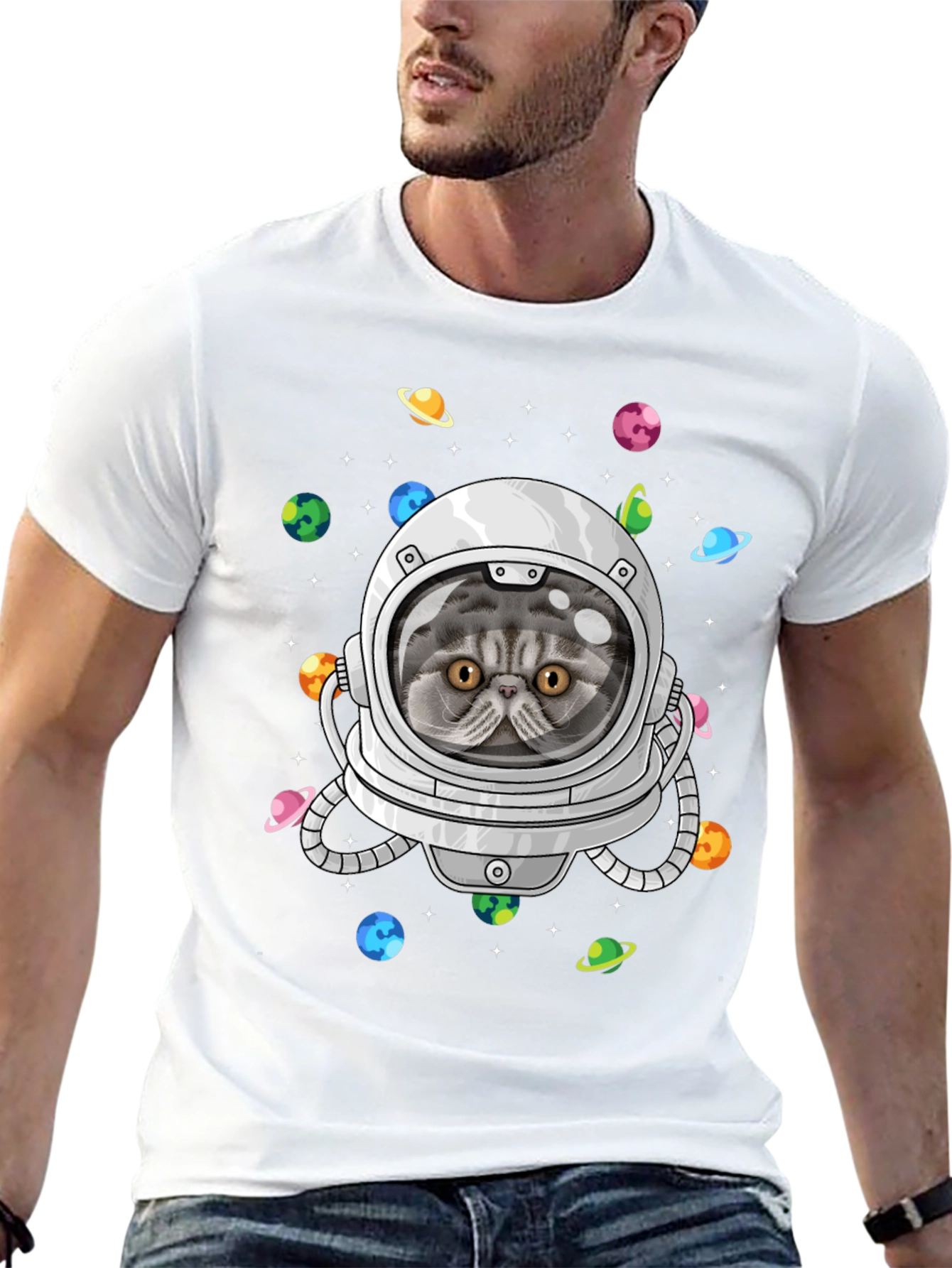 Cat Astronaut T-Shirt - Space Explorer Kitten