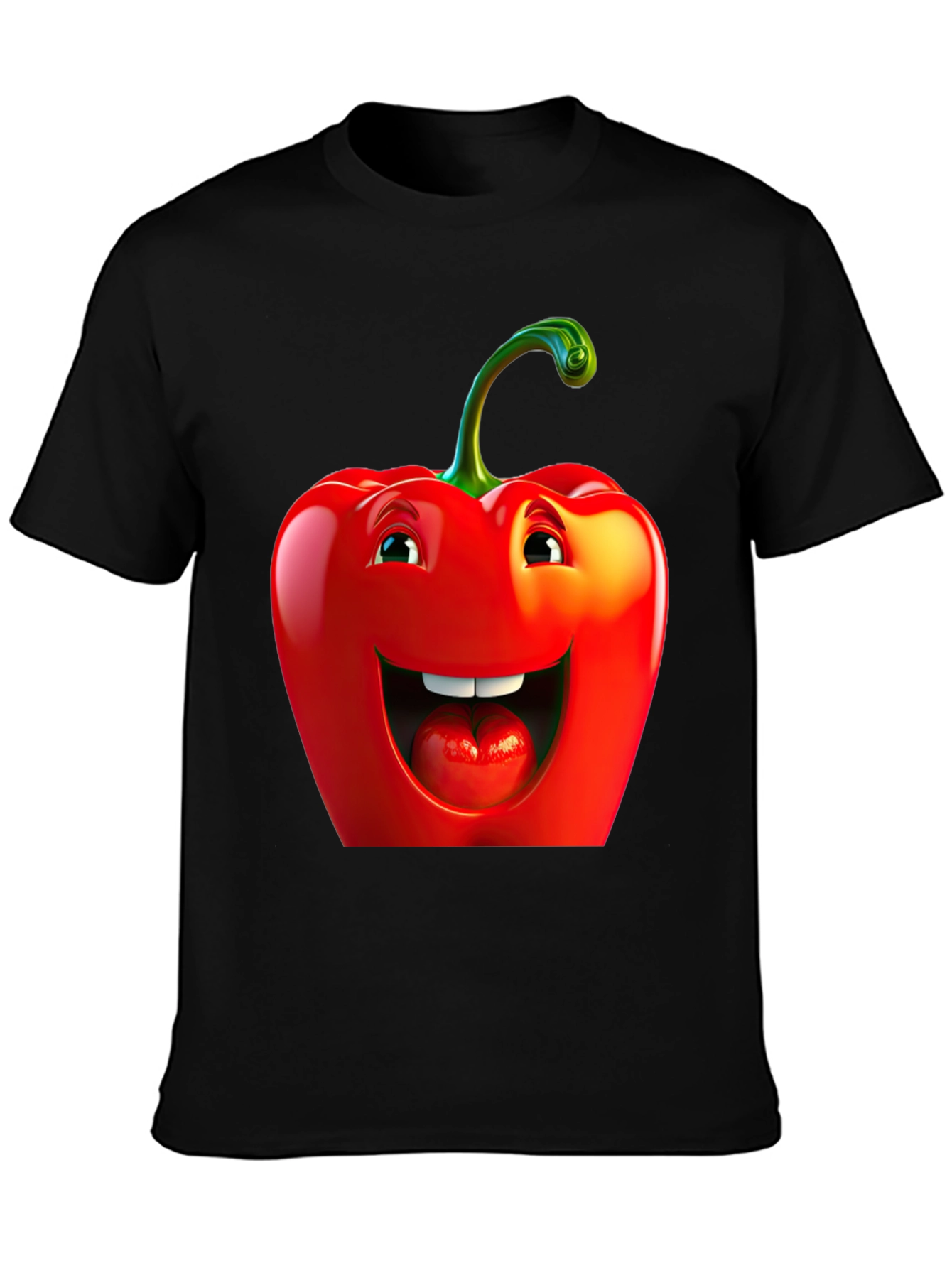 Funny Pepper Graphic Tee - Black Cotton T-Shirt