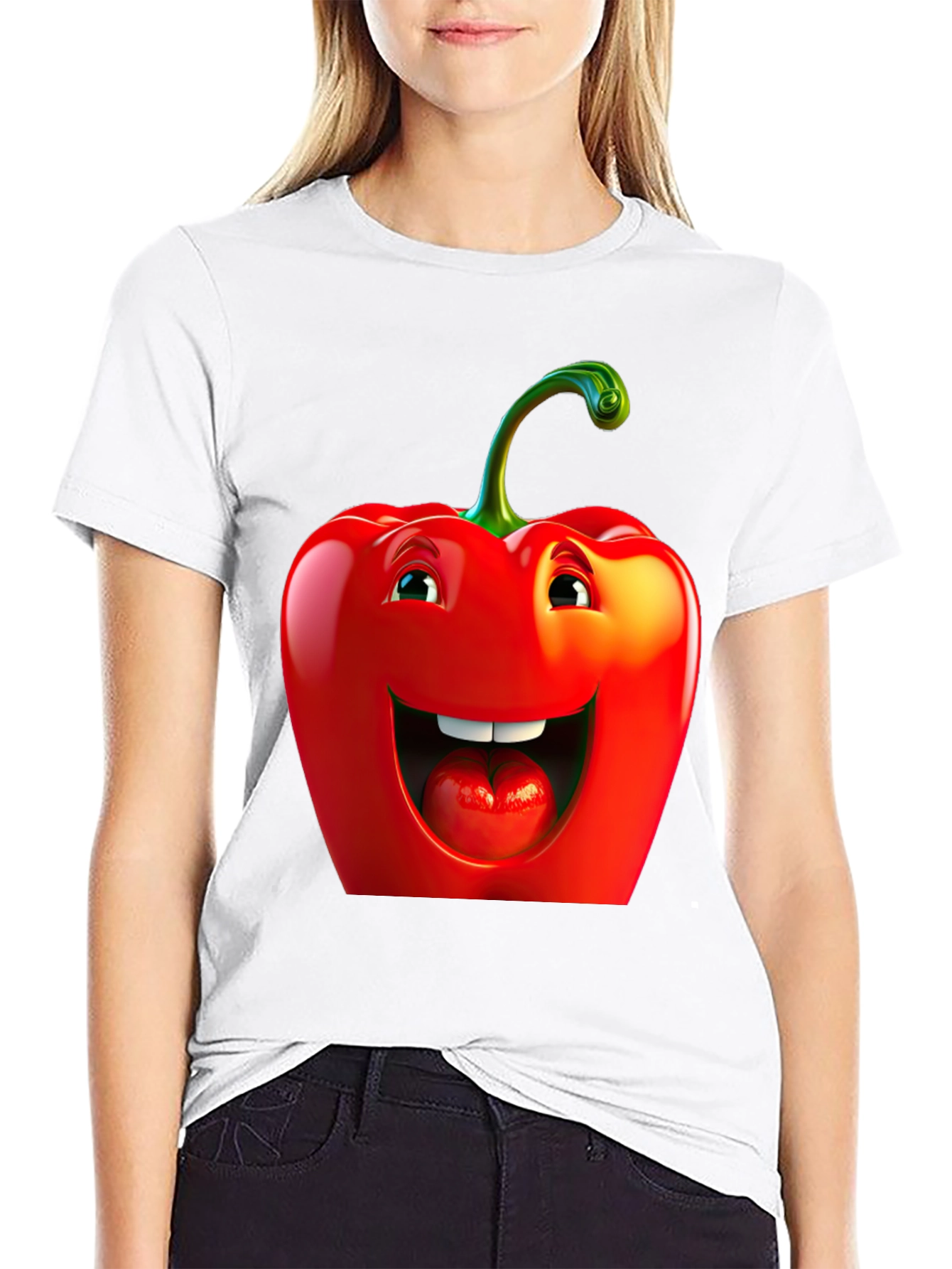 Funny Pepper Graphic Tee - Black Cotton T-Shirt